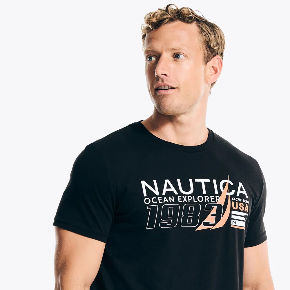 OCEAN EXPLORER T-SHIRT GRÁFICA NAUTICA NEGRA