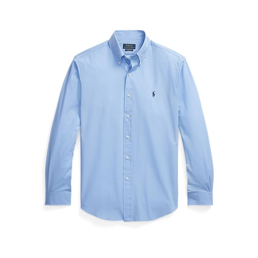 CAMISA CUSTOM FIT EN POPELINA STRETCH AZUL