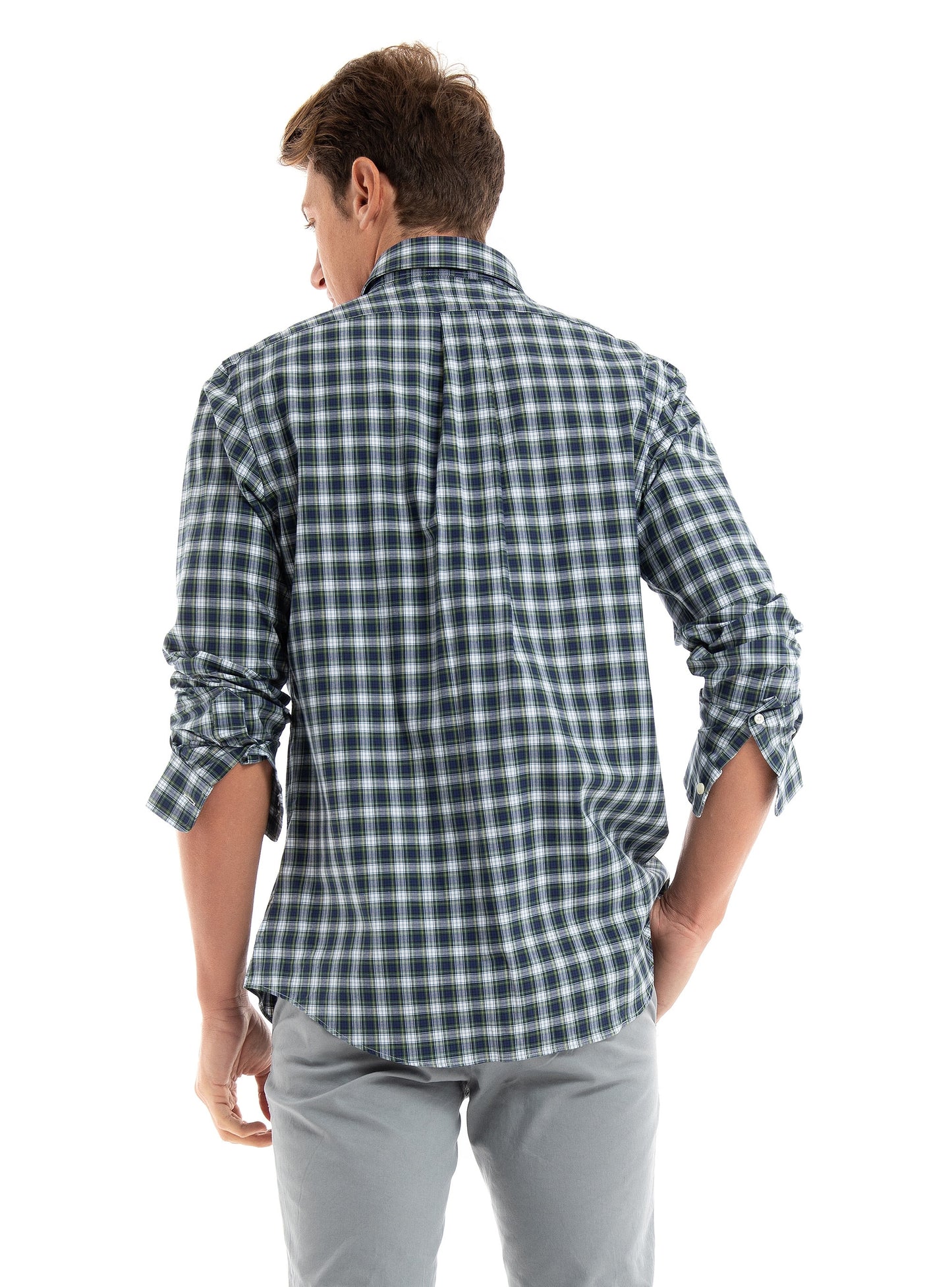 CAMISA CUSTOM FIT POPELINA STRETCH A CUADROS