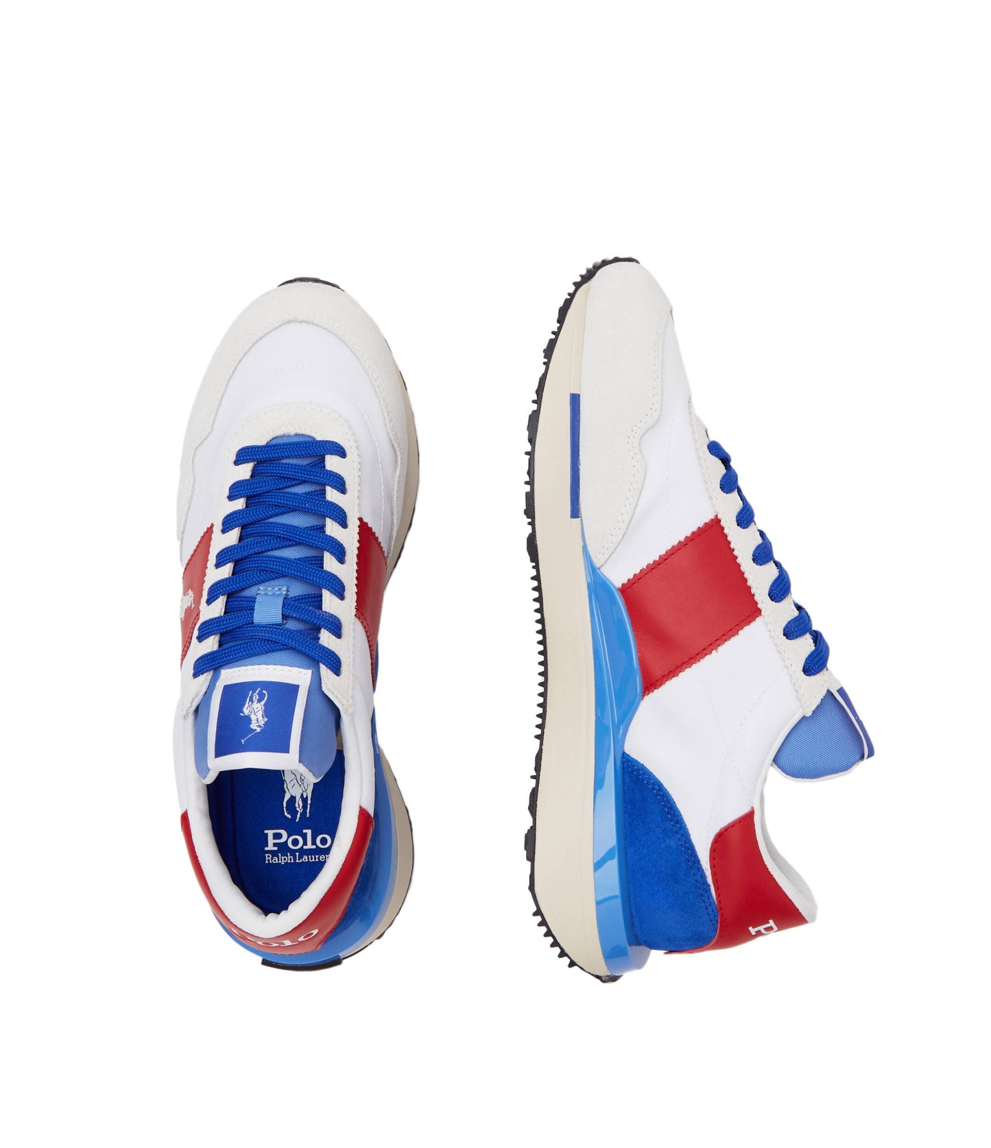 TENIS TRAIN 89 RALPH LAUREN GAMUZA Y CUERO BLANCO ROJO