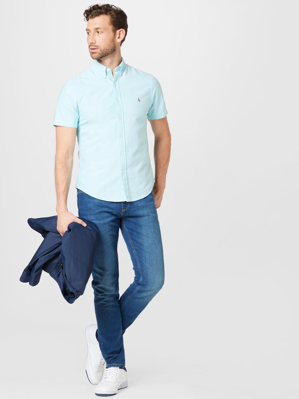 CAMISA CUSTOM FIT M/C PONY MULTI AEGEAN