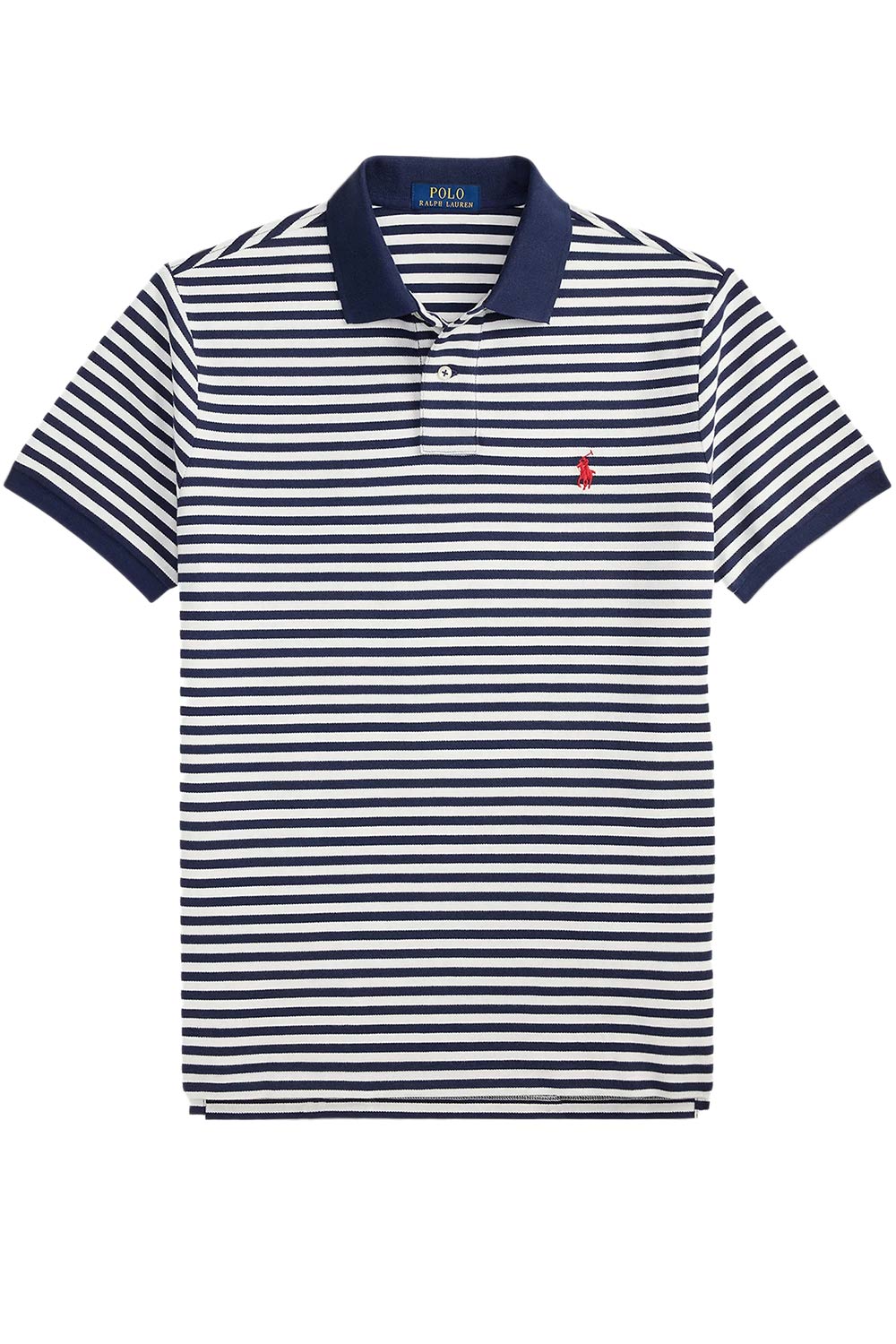 POLO DE PIQUÉ CUSTOM SLIM FIT RAYAS HORIZONTALES NAVY