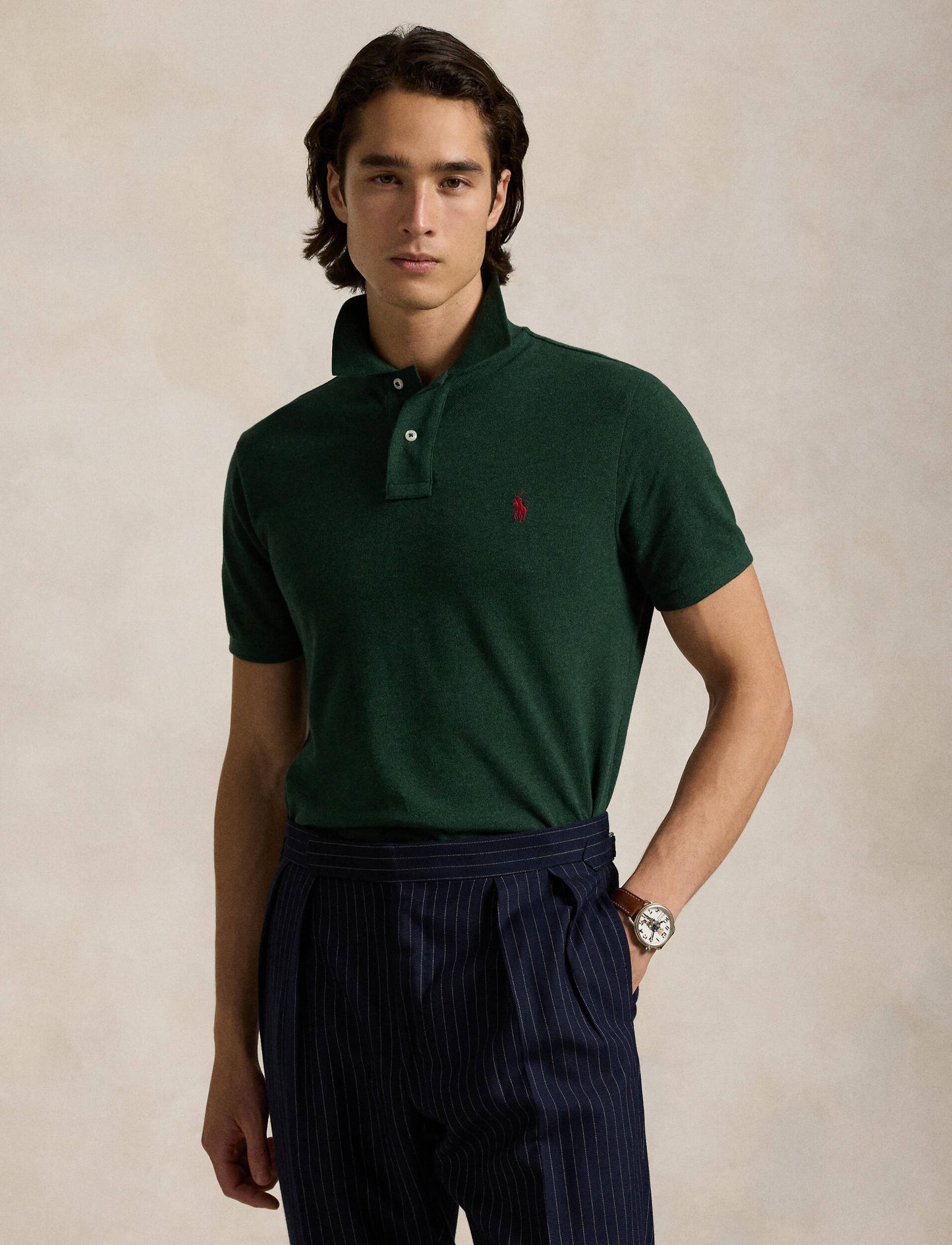 POLO DE PIQUE CUSTOM SLIM FIT PINE HEATHER