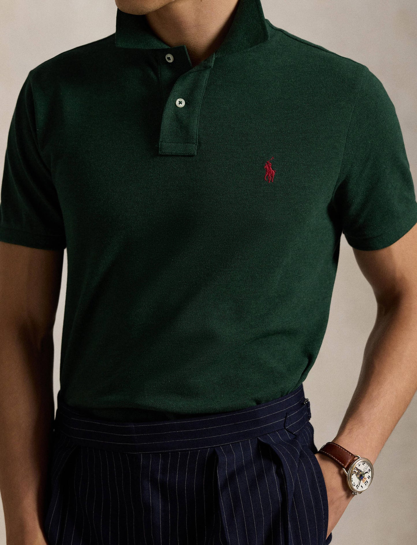 POLO DE PIQUE CUSTOM SLIM FIT PINE HEATHER
