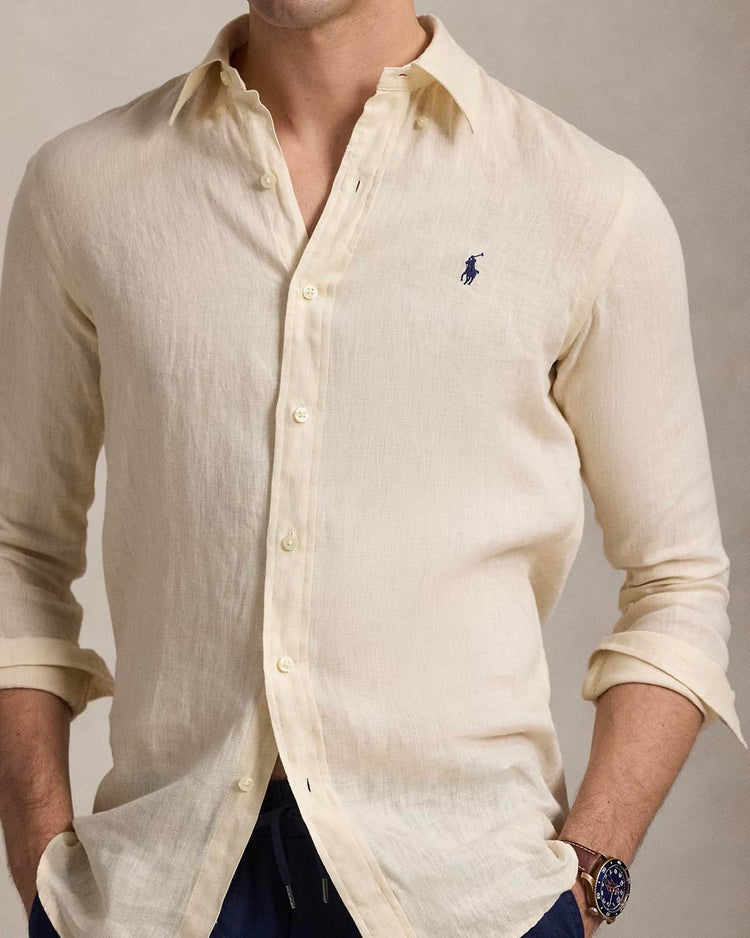 CAMISA CUSTOM FIT DE LINO FULL CREAM