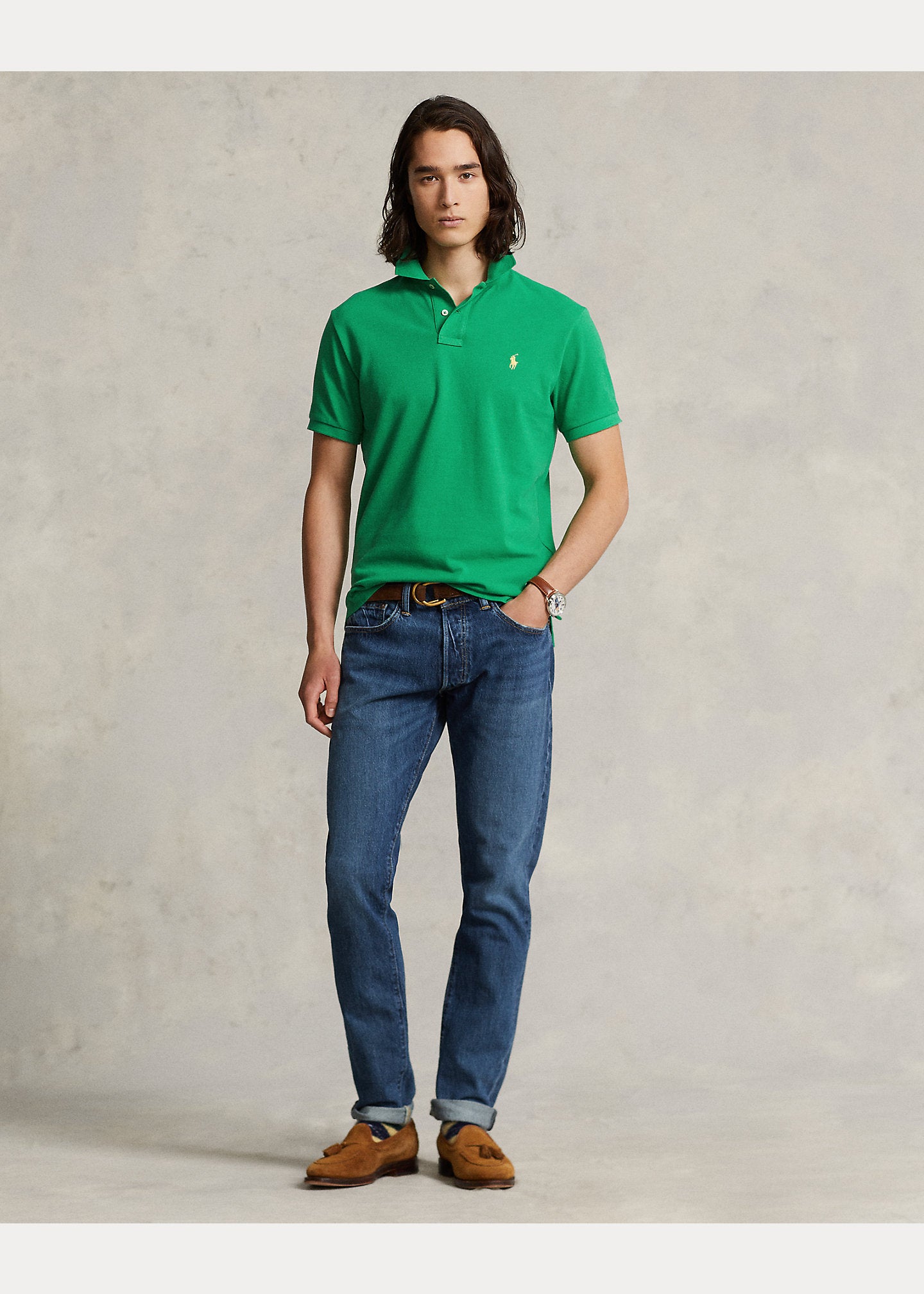 POLO DE PIQUÉ CUSTOM SLIM FIT VERDE