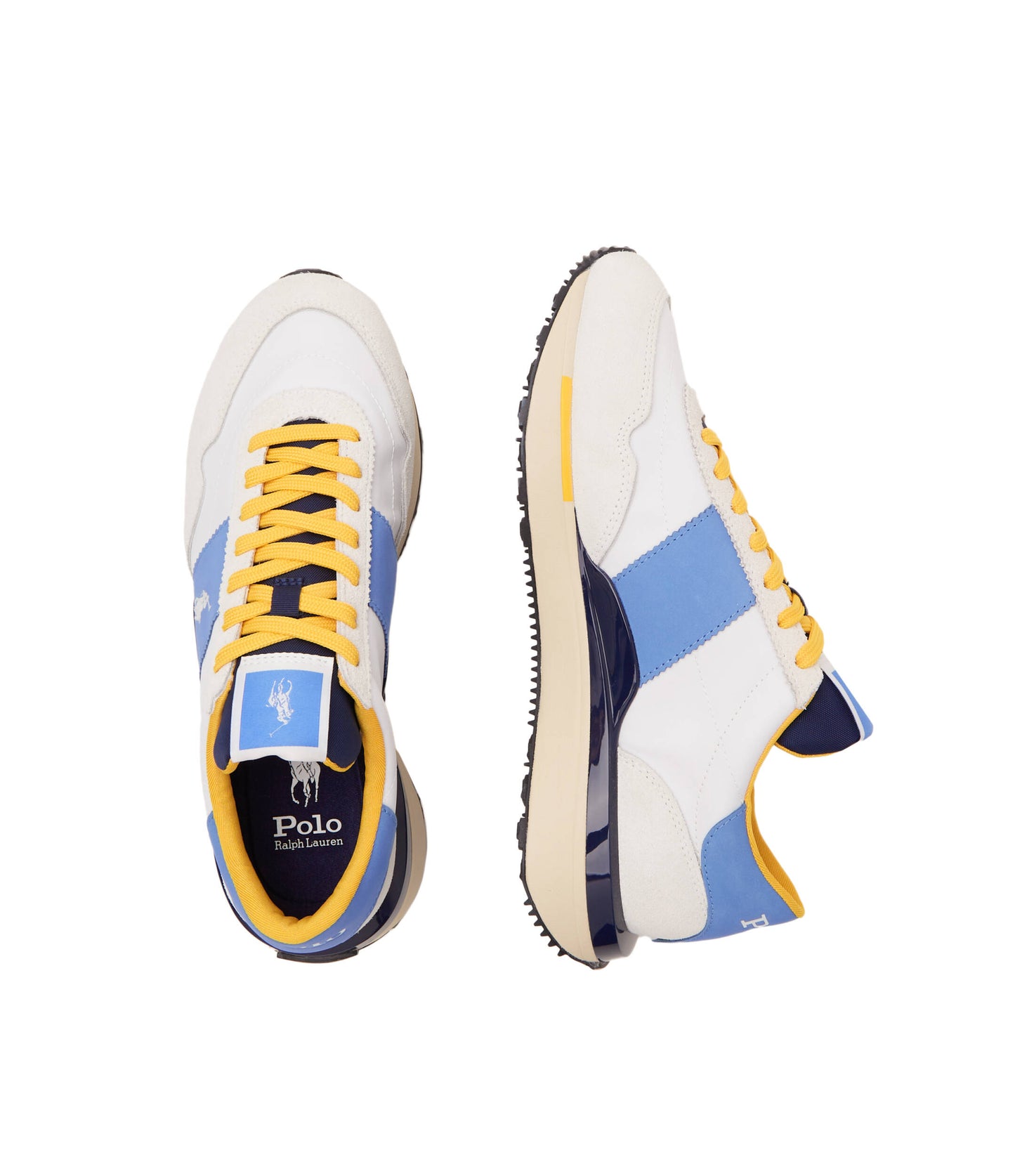 TENIS TRAIN 89 RALPH LAUREN GAMUZA Y CUERO BLANCO AZUL