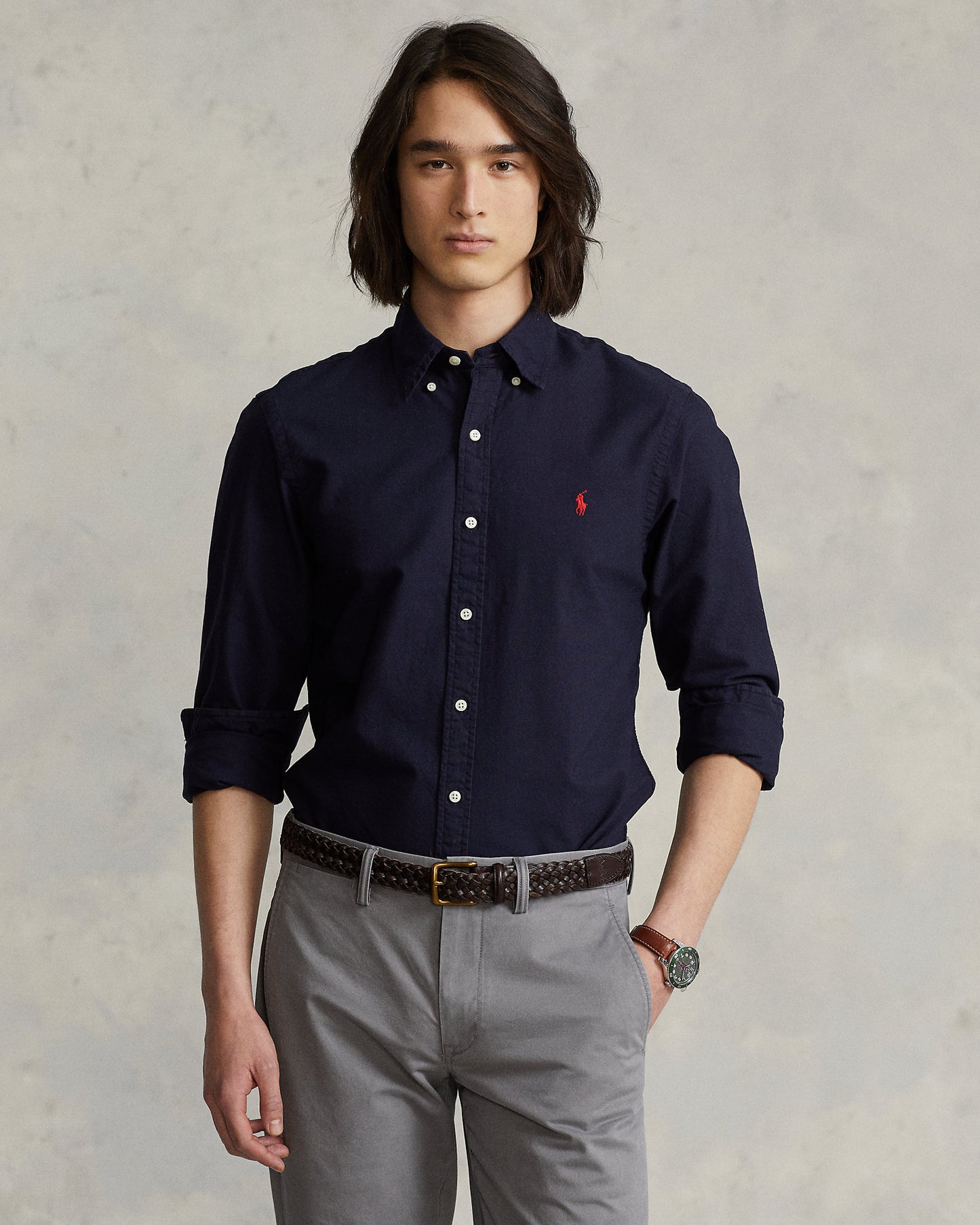 CAMISA CUSTOM FIT GD OXFORD AZUL NAVY