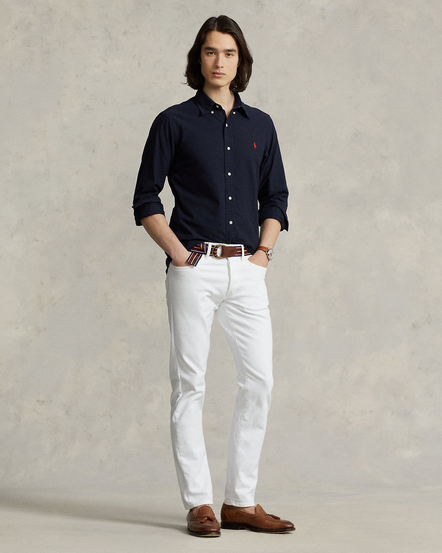 CAMISA CUSTOM FIT GD OXFORD AZUL NAVY
