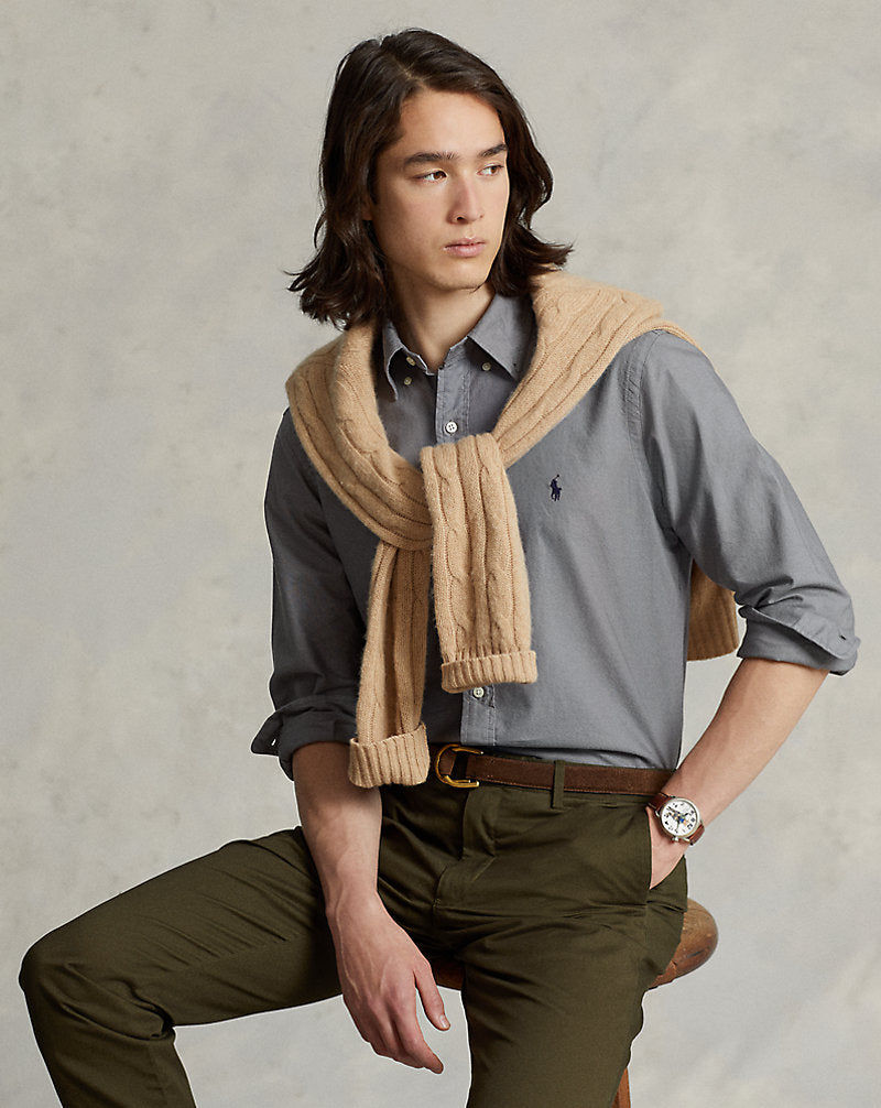CAMISA CUSTOM FIT GD OXFORD FERFECT GRAY.