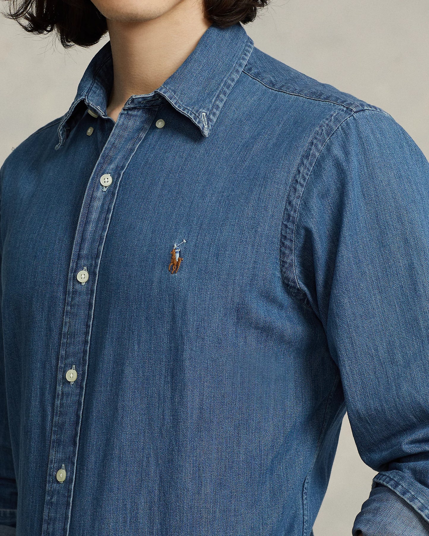 CAMISA CUSTOM FIT DENIM AZUL