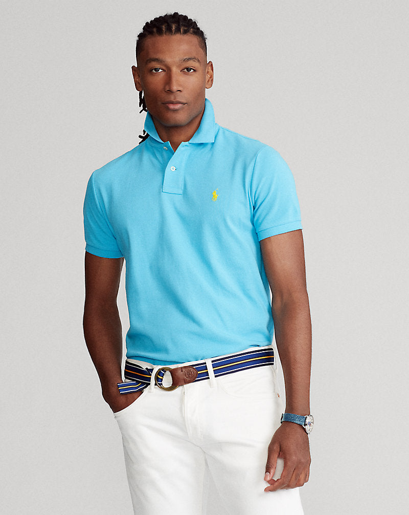 POLO DE PIQUE CUSTOM SLIM AQUA BLUE