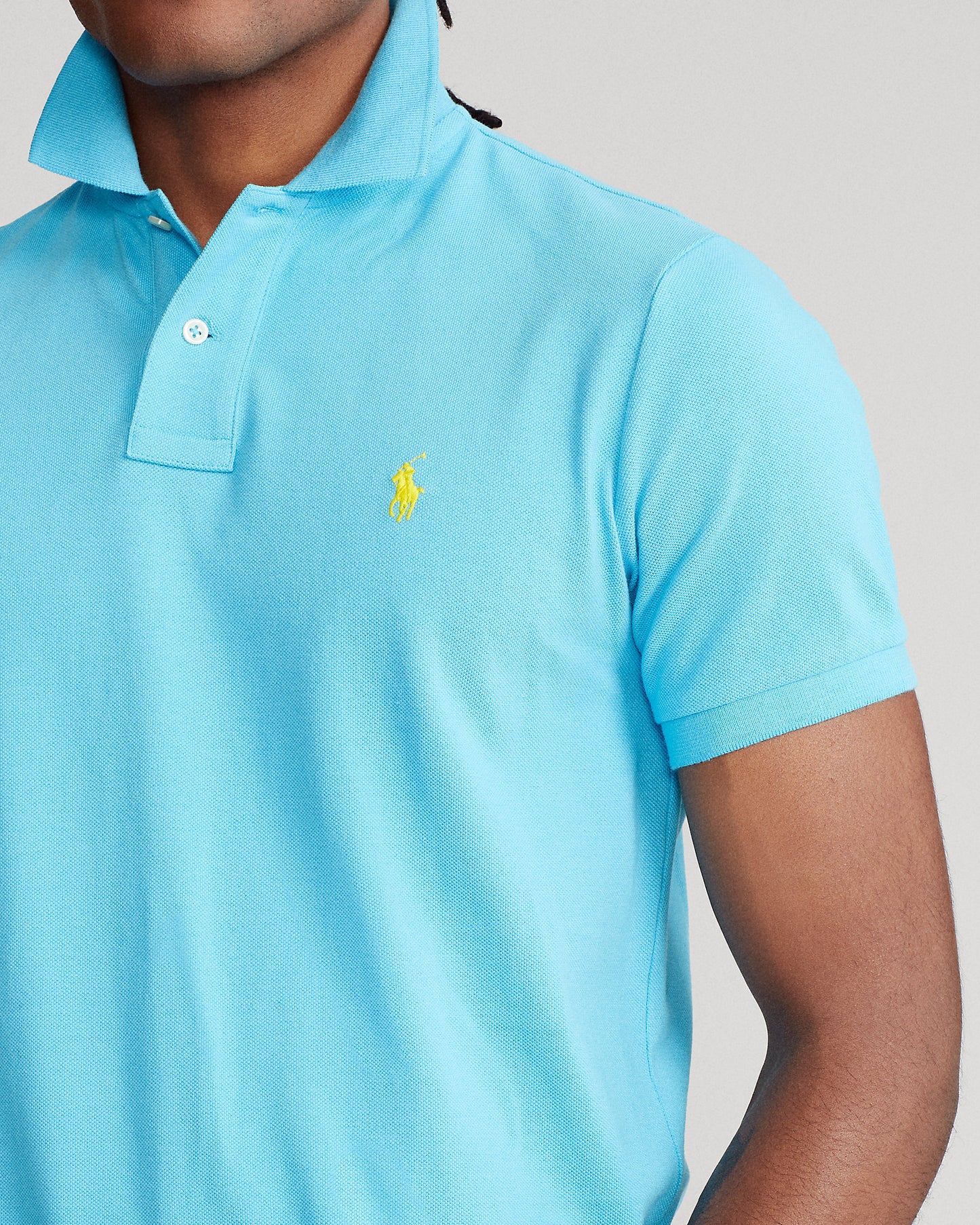 POLO DE PIQUE CUSTOM SLIM AQUA BLUE