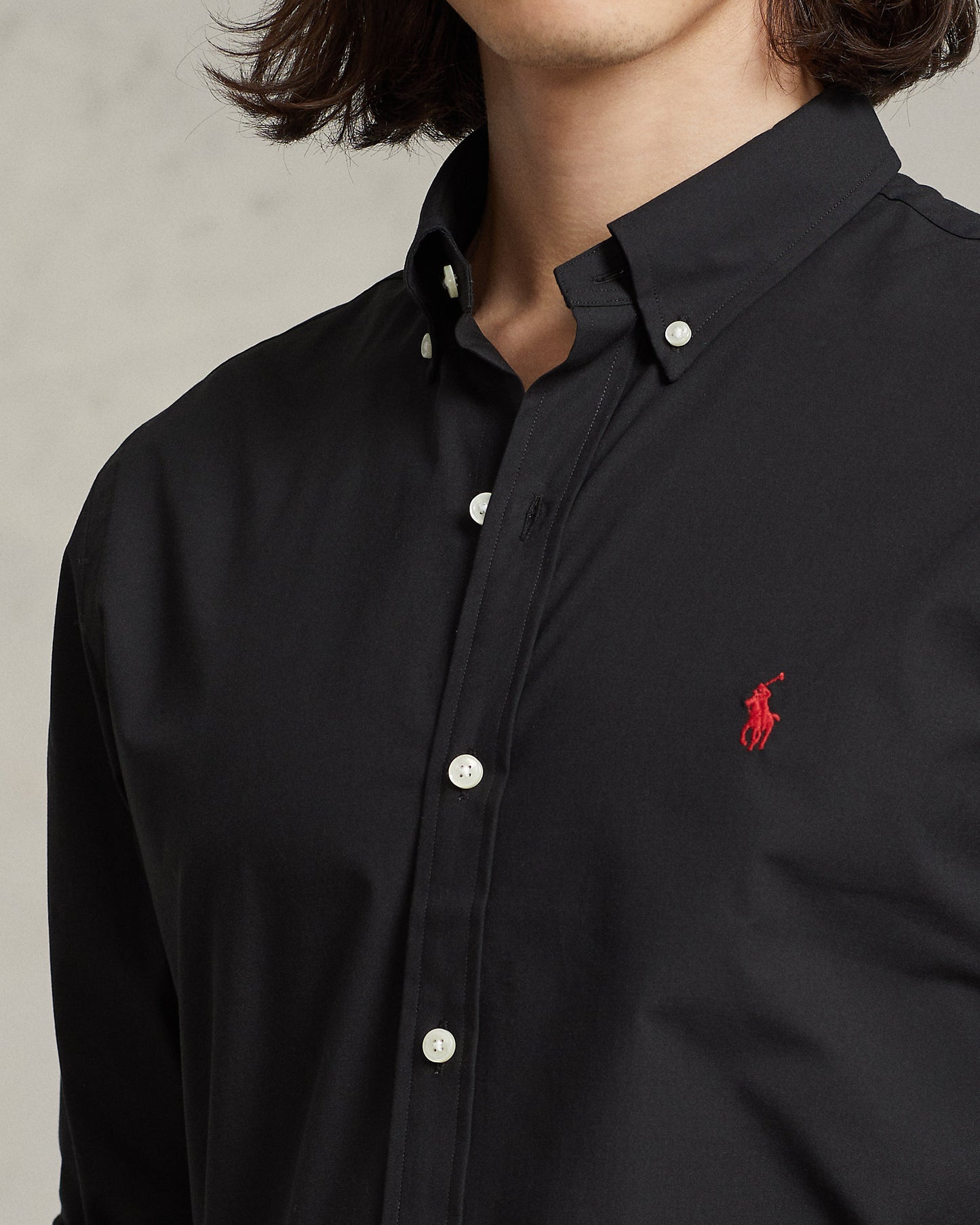 CAMISA CUSTOM FIT POPELINA STRETCH NEGRO