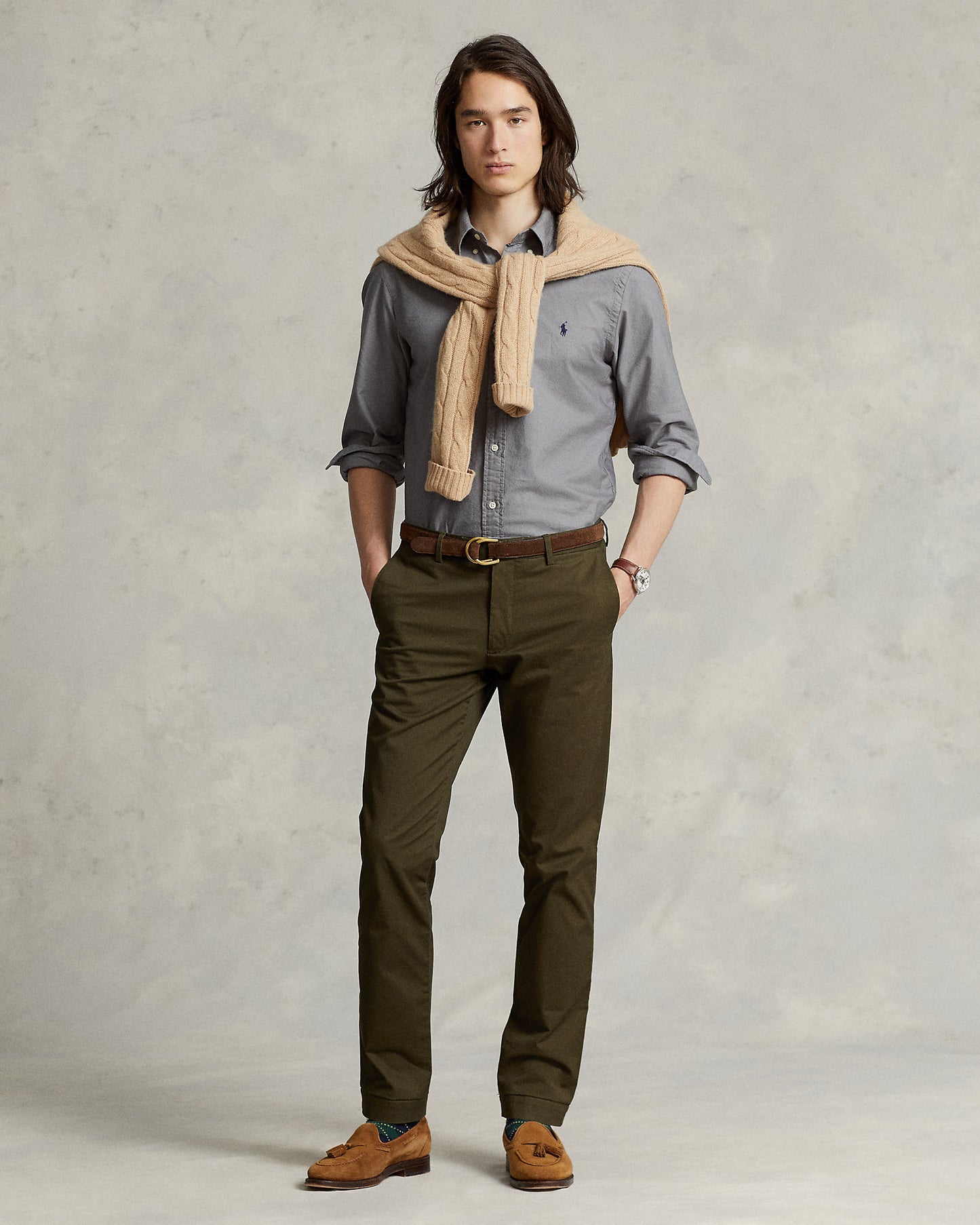 CAMISA CUSTOM FIT GD OXFORD FERFECT GRAY.