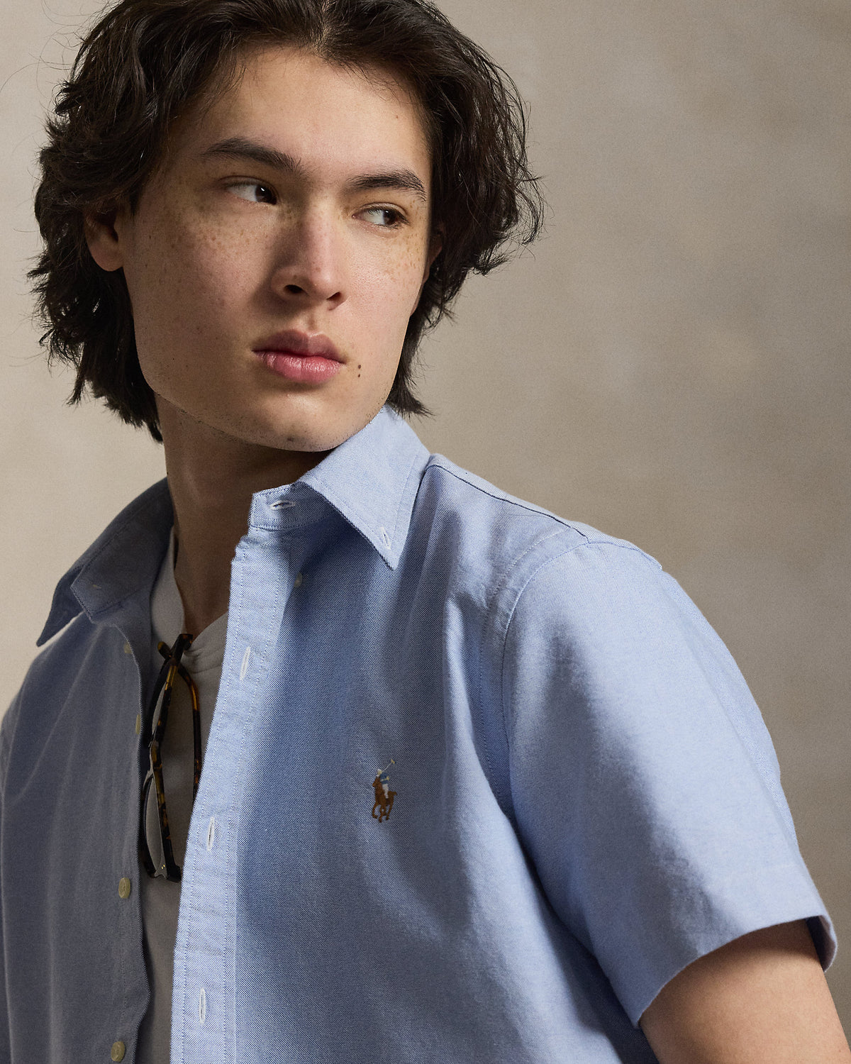 CAMISA CUSTOM FIT OXFORD BSR BLUE M/C