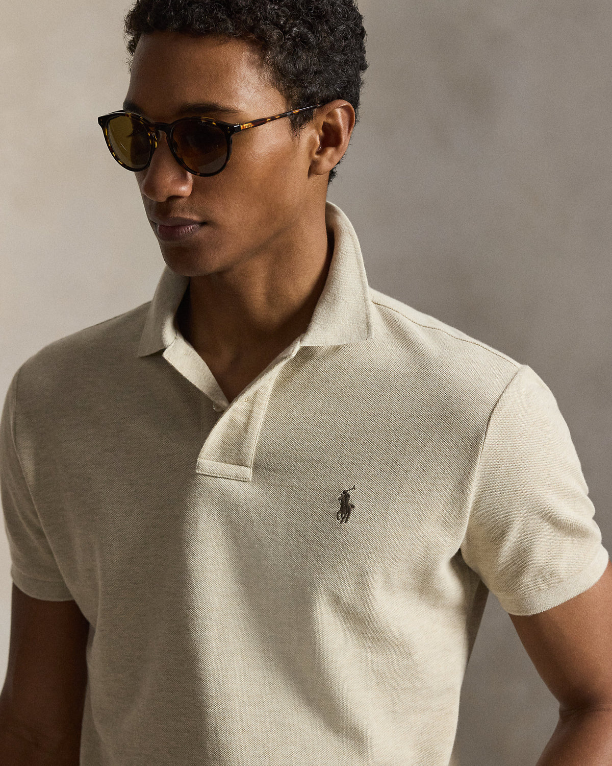 POLO DE PIQUE CUSTOM SLIM EXPEDITION DUNE HEATHER