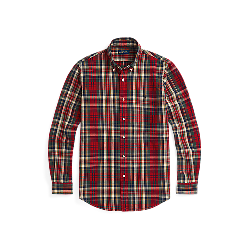 CAMISA CUSTOM FIT OXFORD CUADROS ROJA