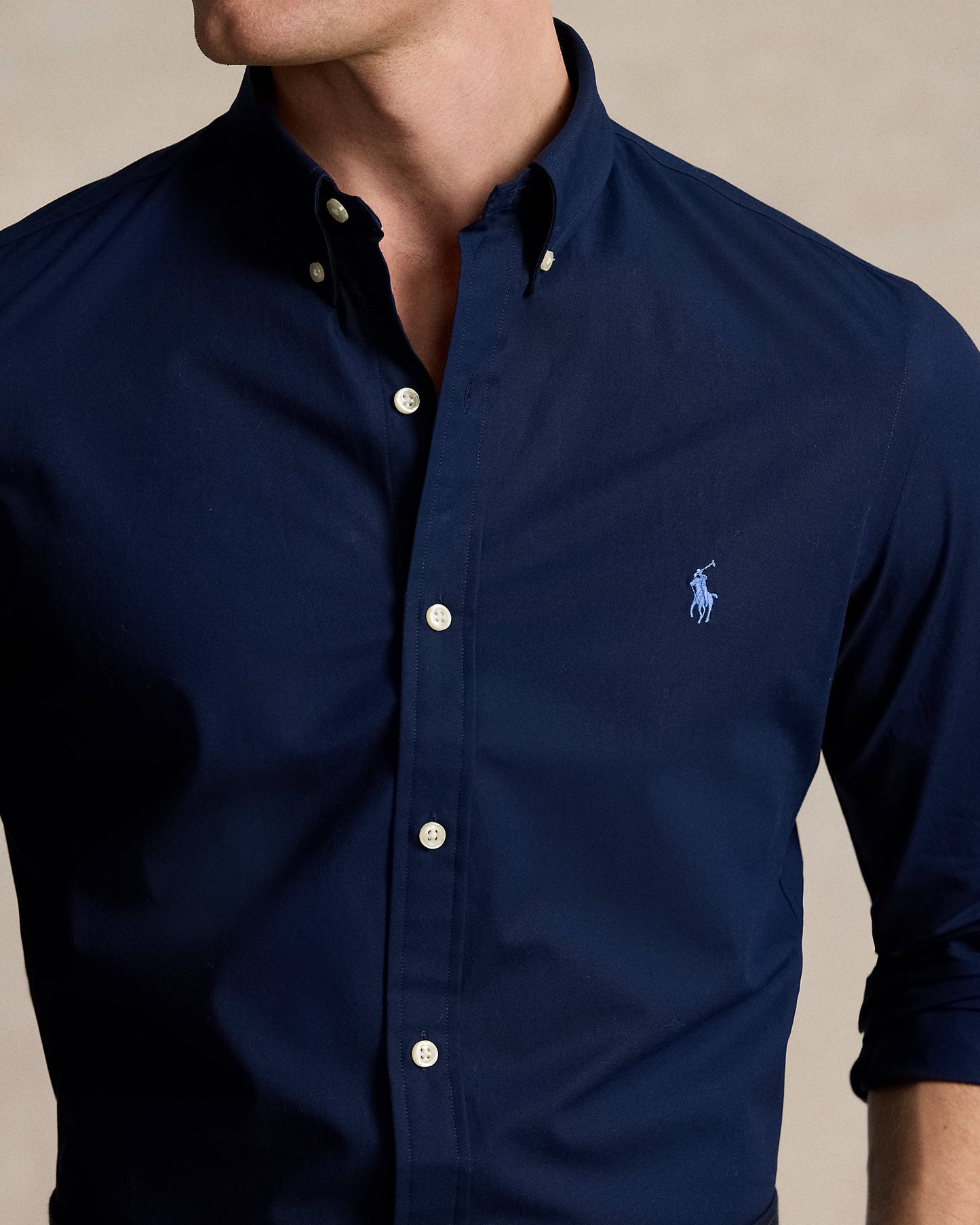 CAMISA SLIM FIT EN POPELINA STRETCH NAVY AZUL