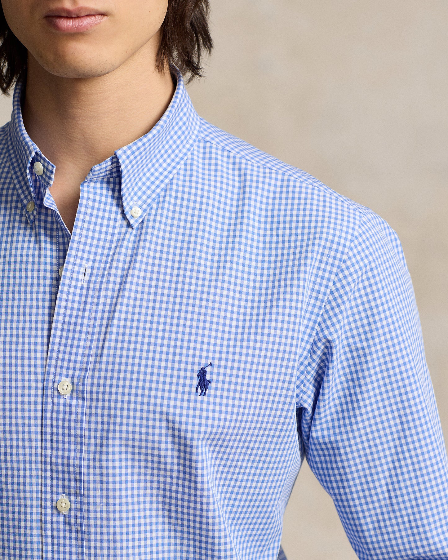 CAMISA EN POPELINA STRETCH CUSTOM FIT CHECKED BLUE