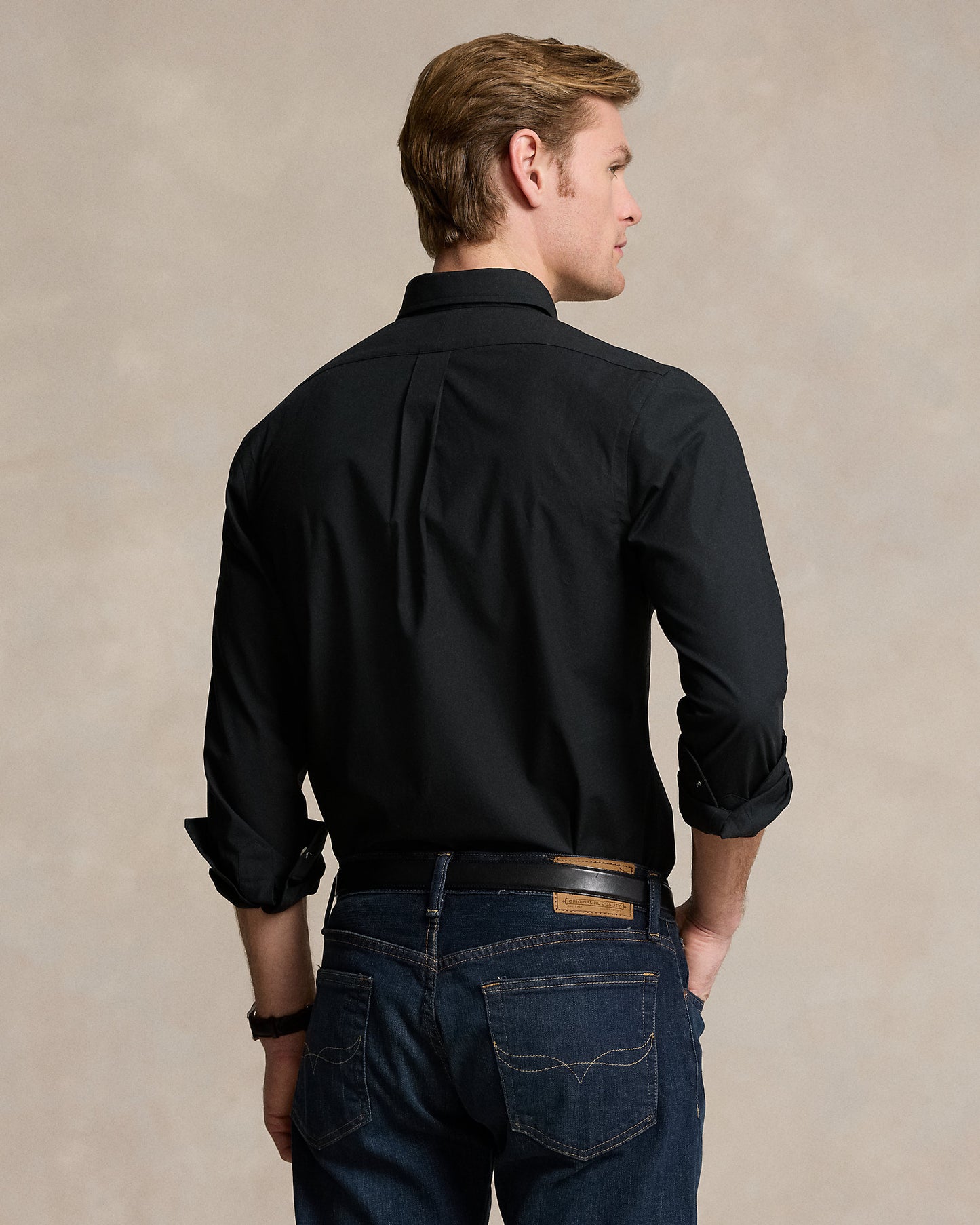 CAMISA SLIM FIT EN POPELINA STRETCH NEGRA