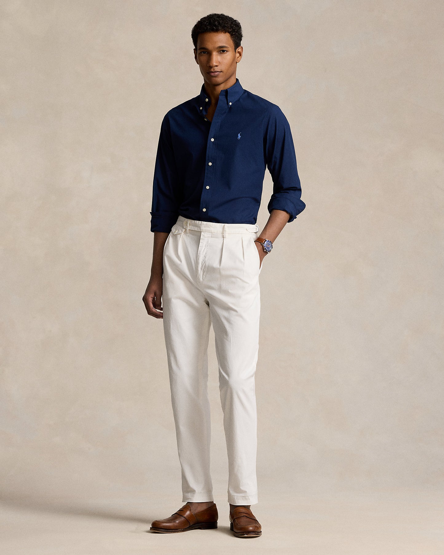 CAMISA CUSTOM FIT POPELINA STRETCH NAVY