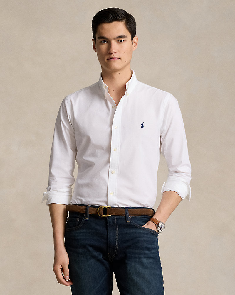 CAMISA CUSTOM FIT EN POPELINA STRECH BLANCO
