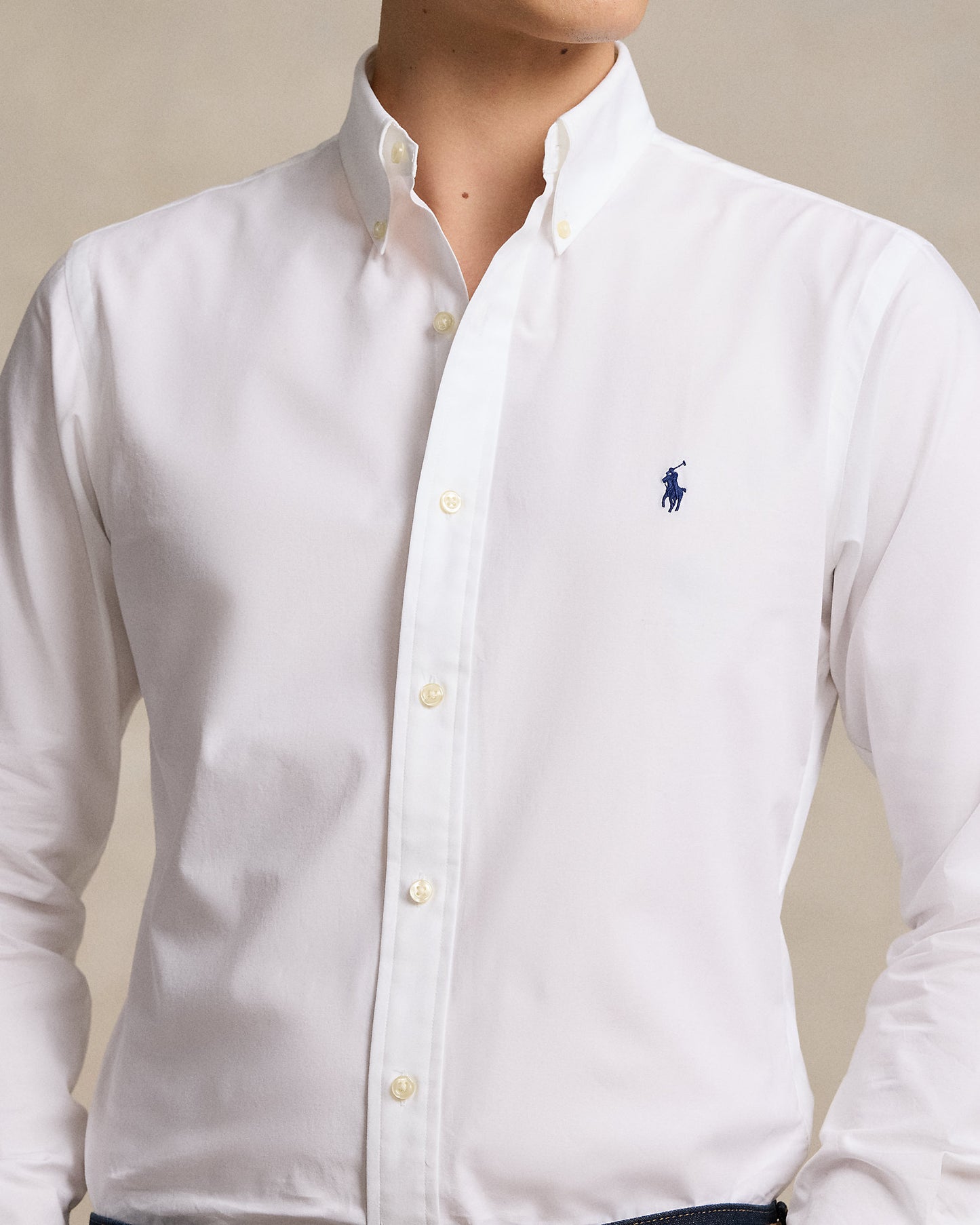 CAMISA CUSTOM FIT EN POPELINA STRECH BLANCO