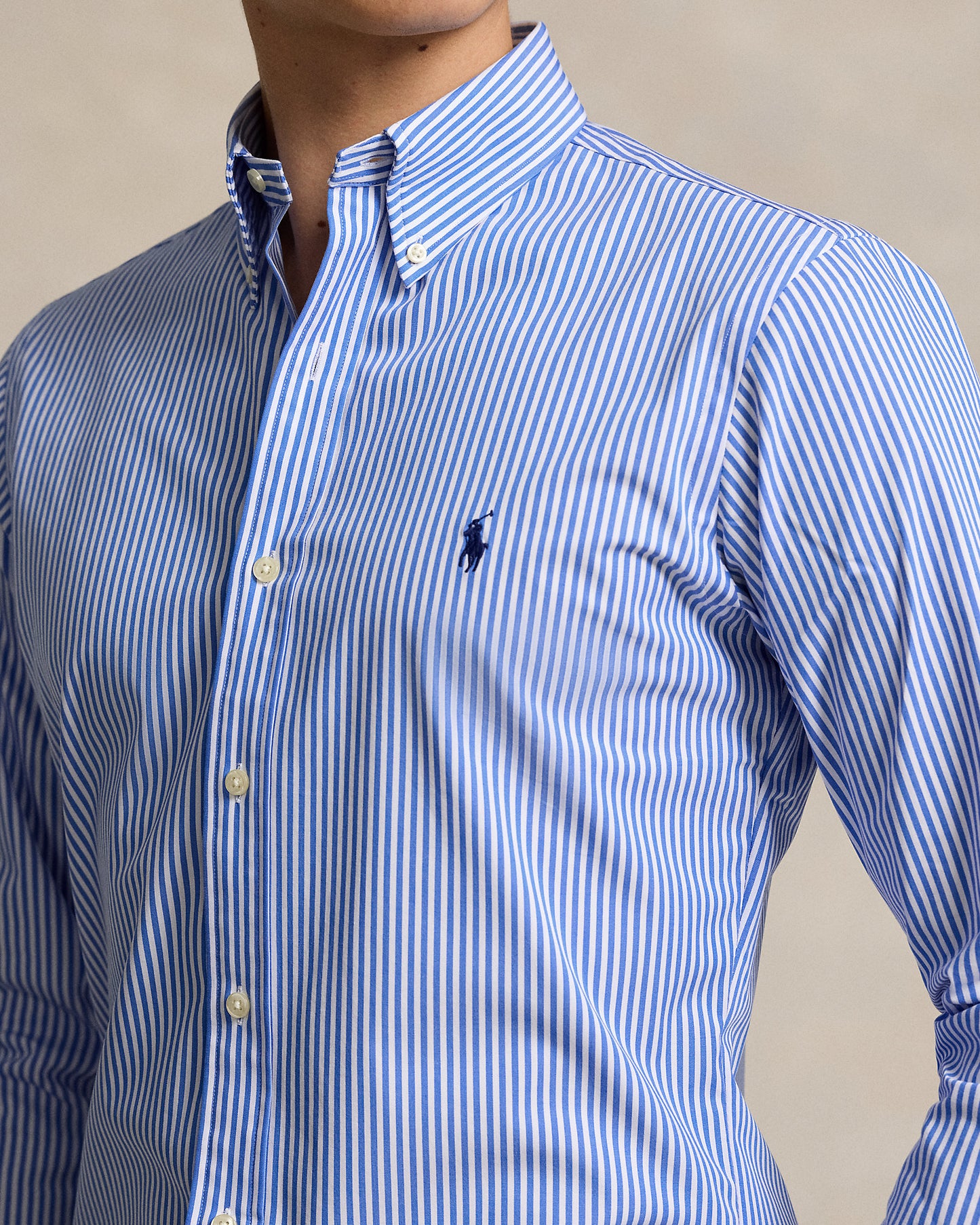 CAMISA CUSTOM FIT EN POPELINA STRETCH CANVAS BLUE