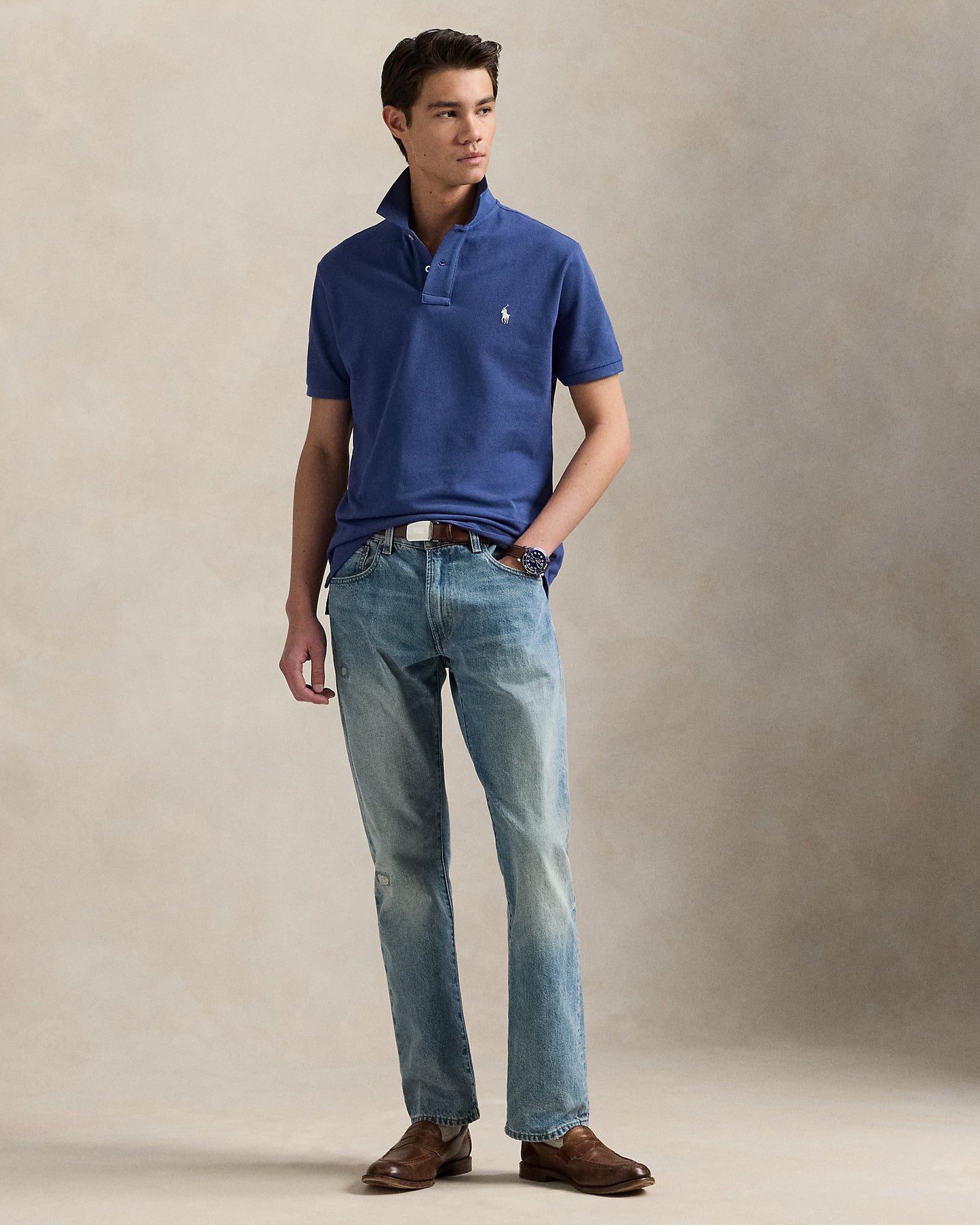 POLO DE PIQUE CUSTOM SLIM EARTH BLUE