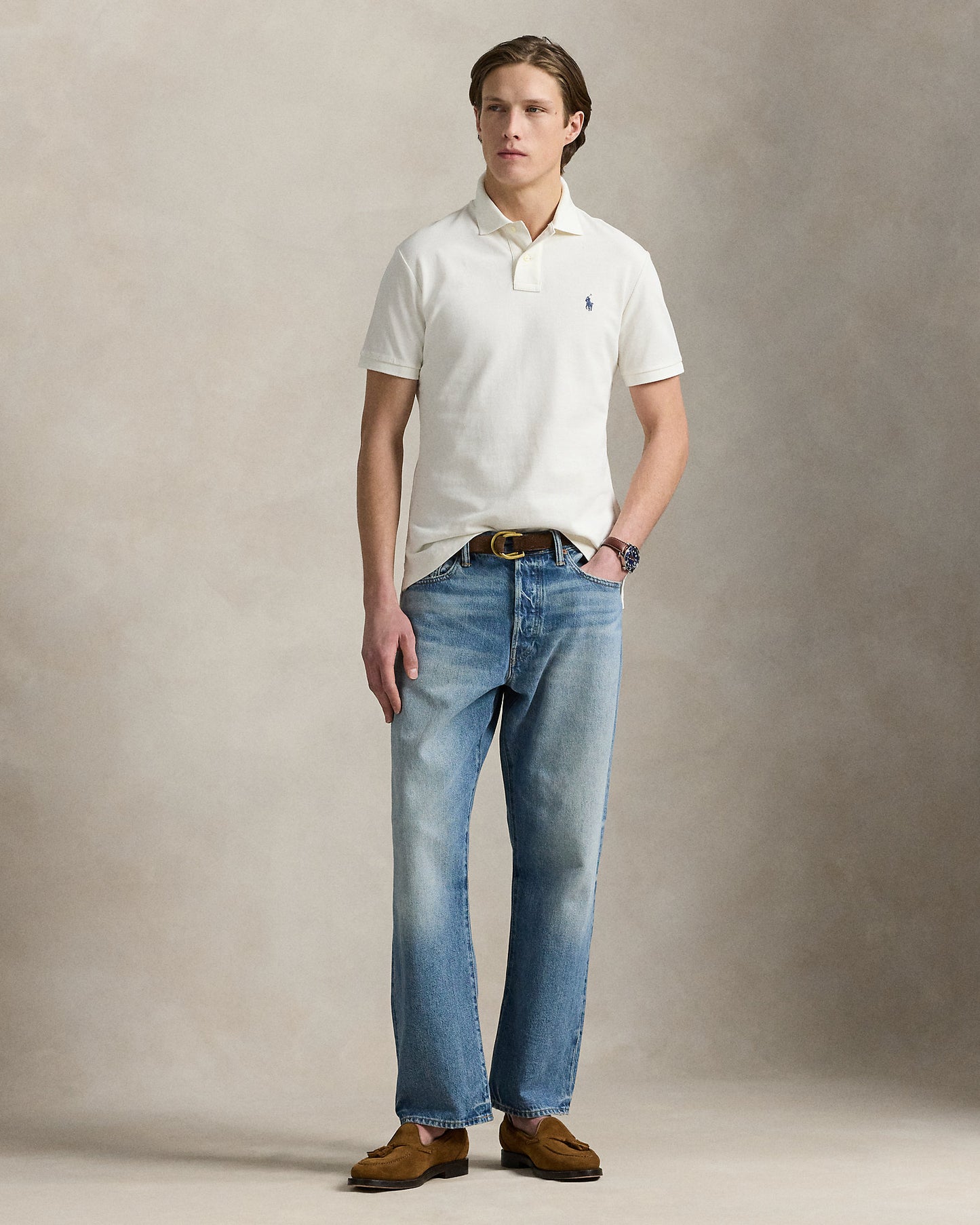 POLO DE PIQUE CUSTOM SLIM PALE CREAM