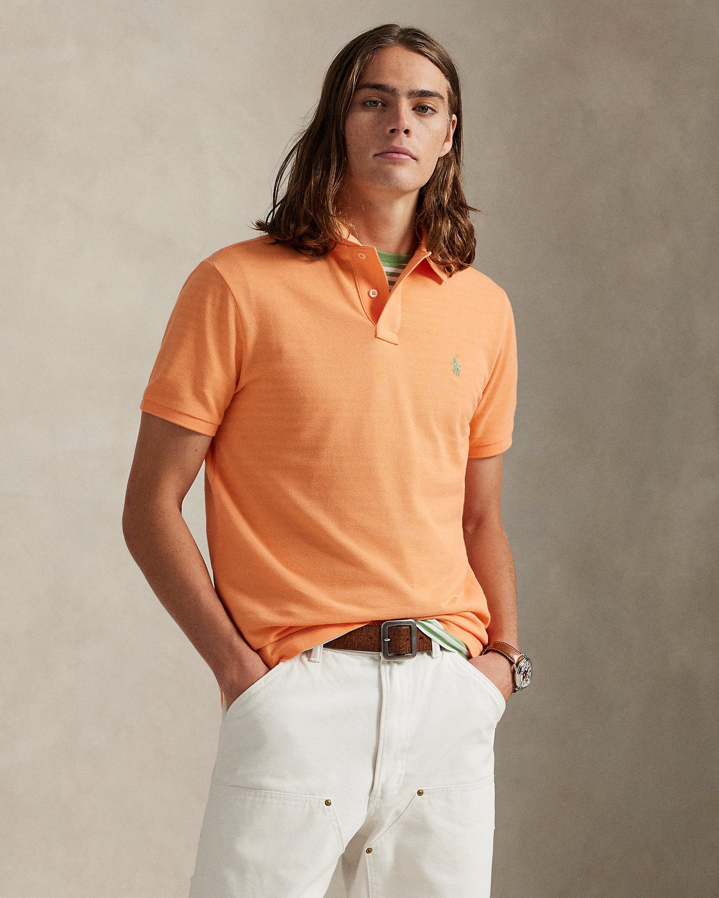 POLO DE PIQUÉ CUSTOM SLIM FIT POMPANO ORANGE