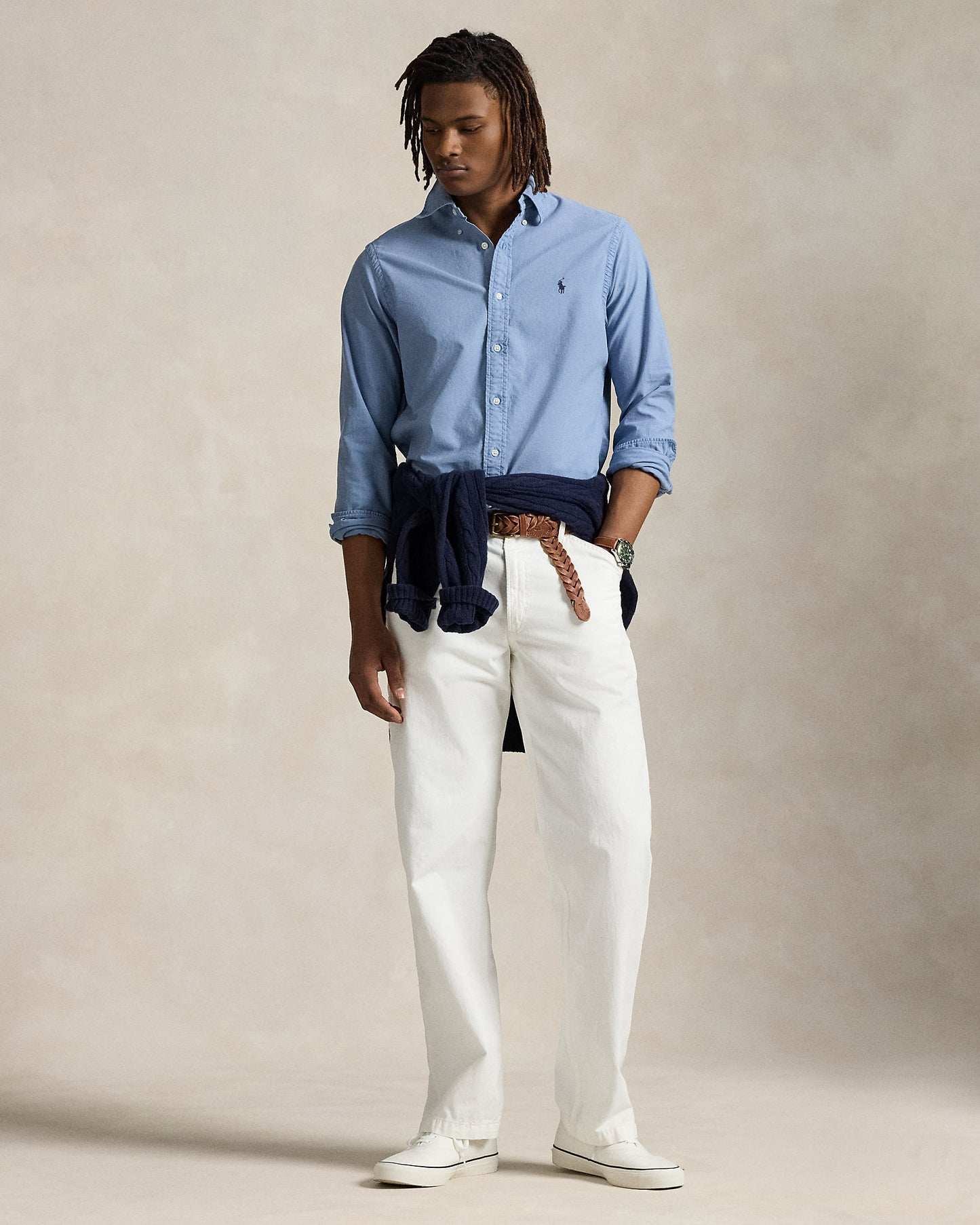 CAMISA OXFORD TEÑIDA EN PRENDA CUSTOM FIT CHANNEL BLUE
