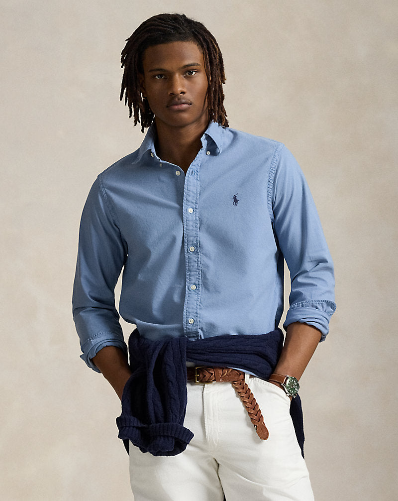 CAMISA OXFORD TEÑIDA EN PRENDA CUSTOM FIT CHANNEL BLUE