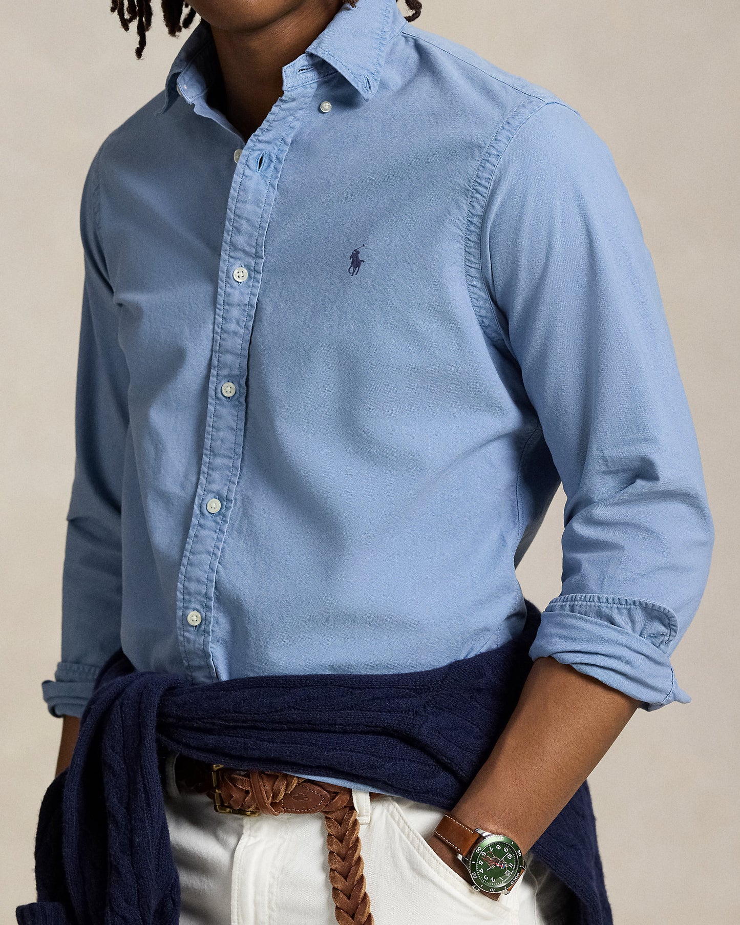 CAMISA OXFORD TEÑIDA EN PRENDA CUSTOM FIT CHANNEL BLUE