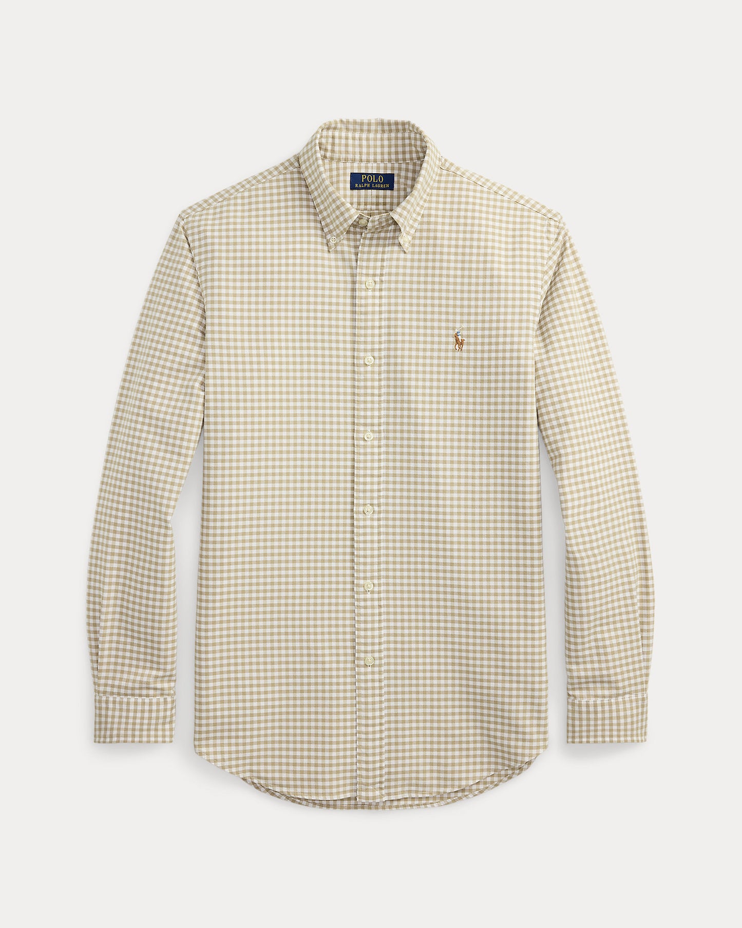 CAMISA CUSTOM FIT OXFORD GINGHAM COASTAL BEIGE