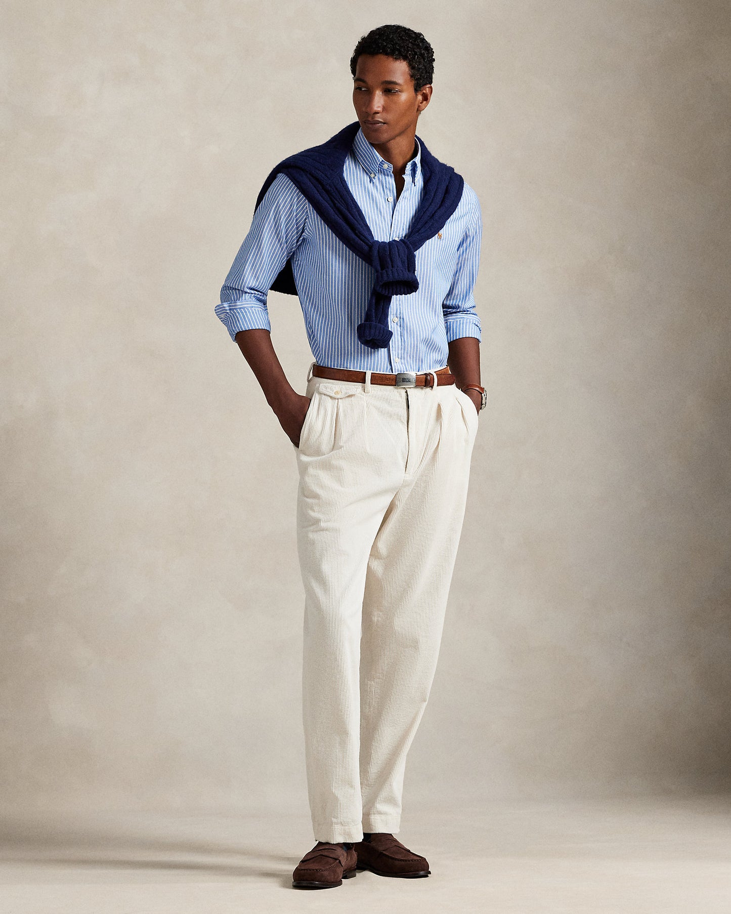 CAMISA CUSTOM FIT DE POPELINA STRETCH BLUE WHITE