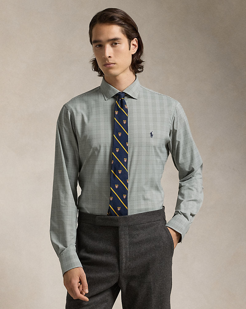 CUSTOM FIT PLAID PERFORMANCE TWILL SHIRT GRAY