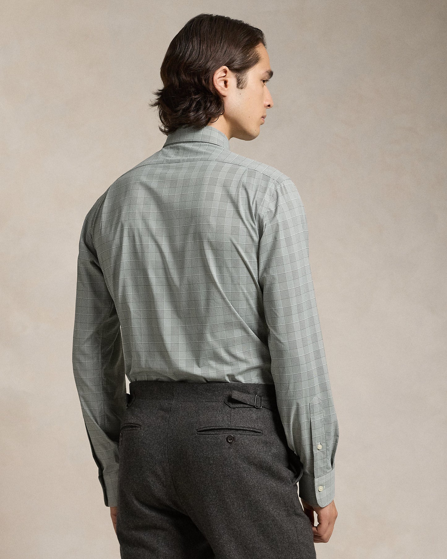 CUSTOM FIT PLAID PERFORMANCE TWILL SHIRT GRAY