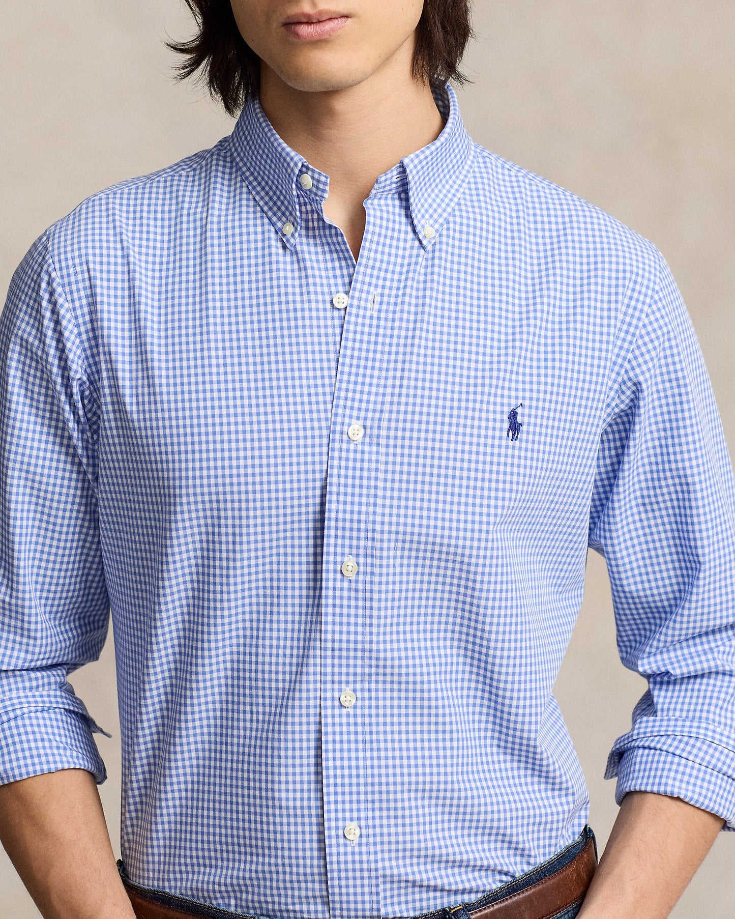 CAMISA CUSTOM FIT POPELINA STRETCH CORE BLUE CHECKED