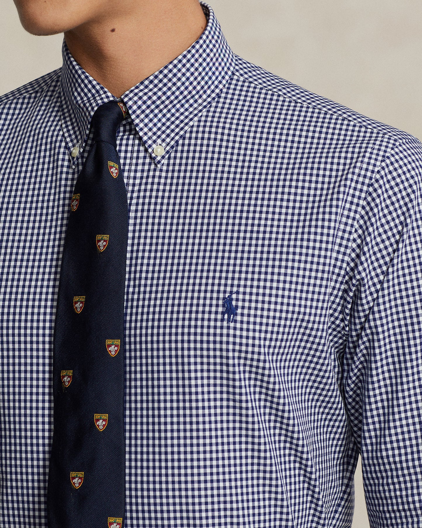 CAMISA EN POPELINA STRETCH CUADROS NAVY