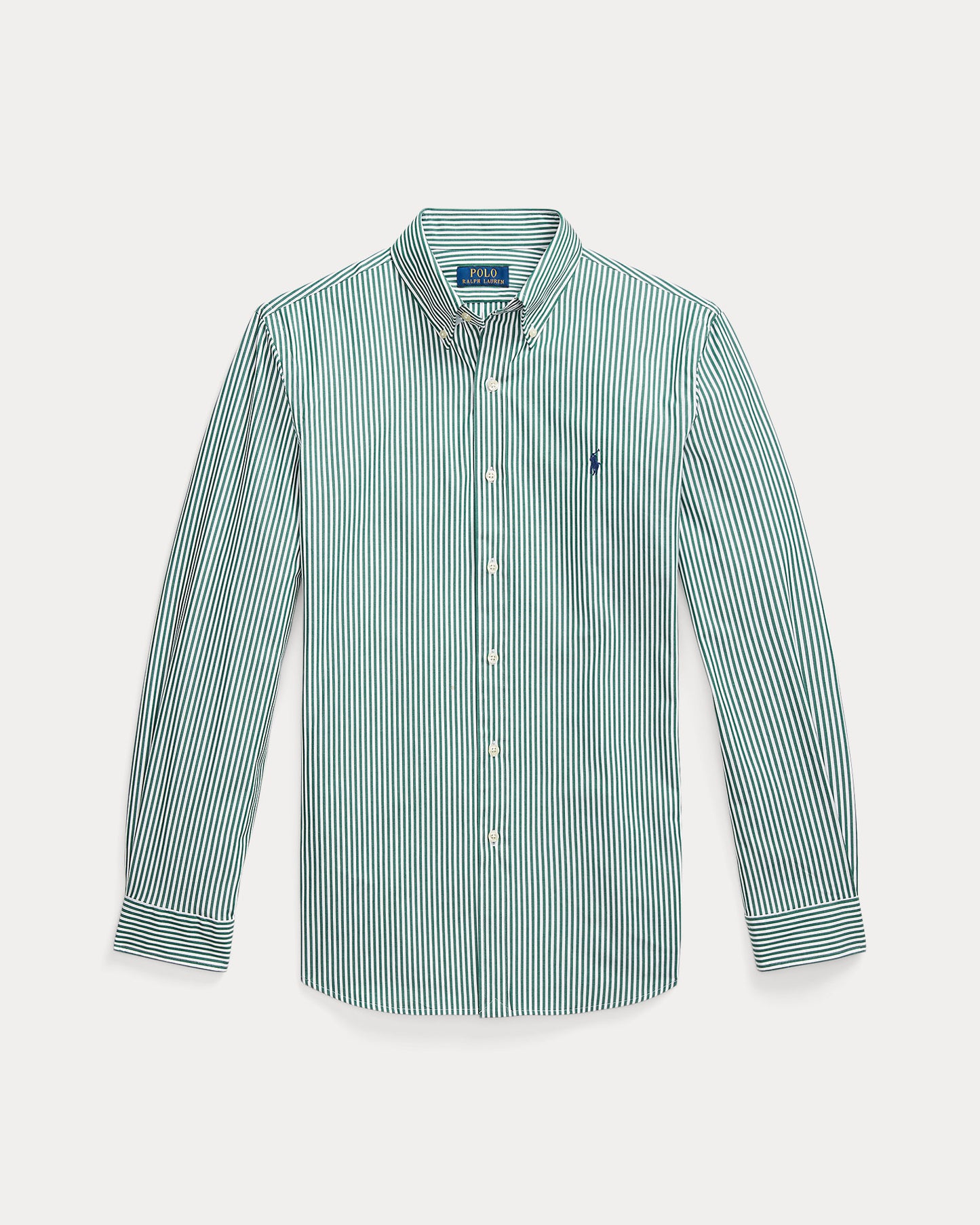 CAMISA CUSTOM FIT POPELINA STRETCH RAYAS VERDE