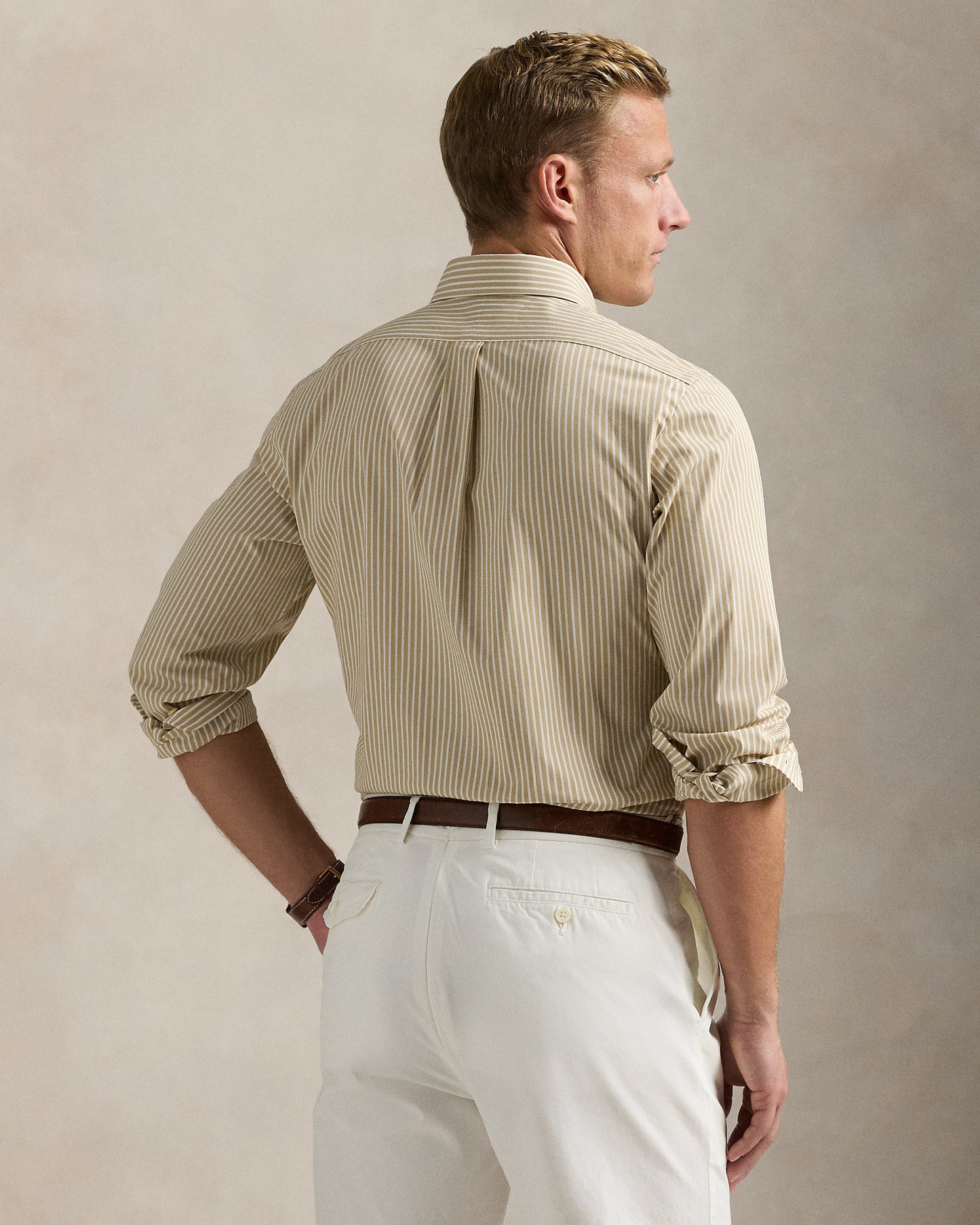 CAMISA CUSTOM FIT POPELINA STRETCH COASTAL BEIGE