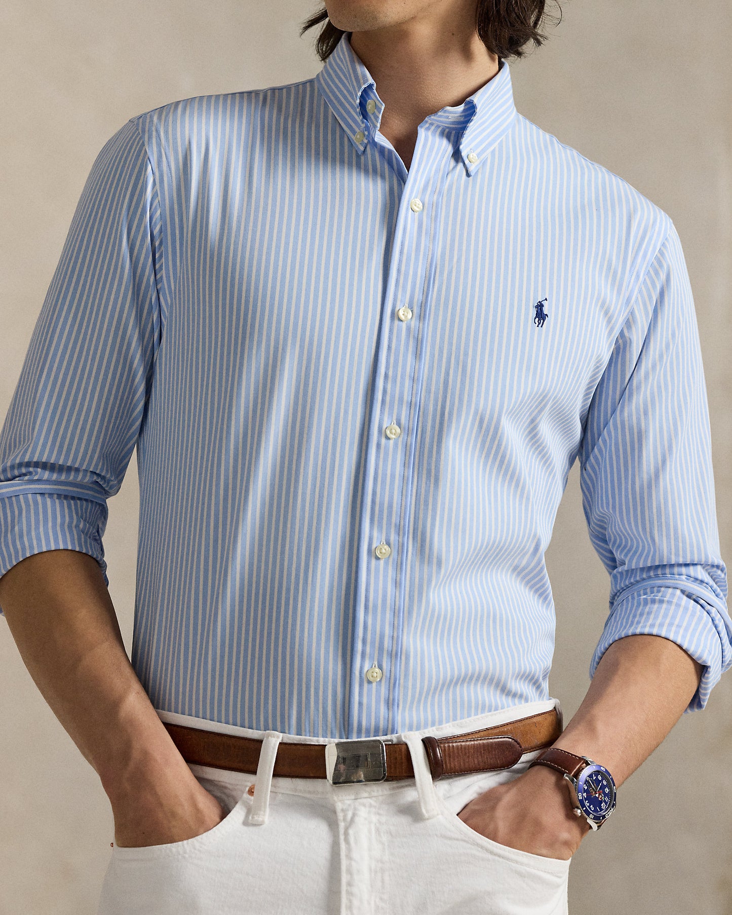 CAMISA CUSTOM FIT DE POPELINA ELASTICA