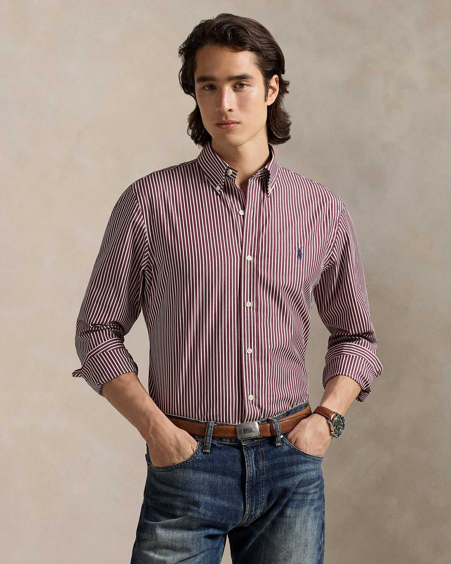 CAMISA CUSTOM FIT DE POPELINA ELASTICA
