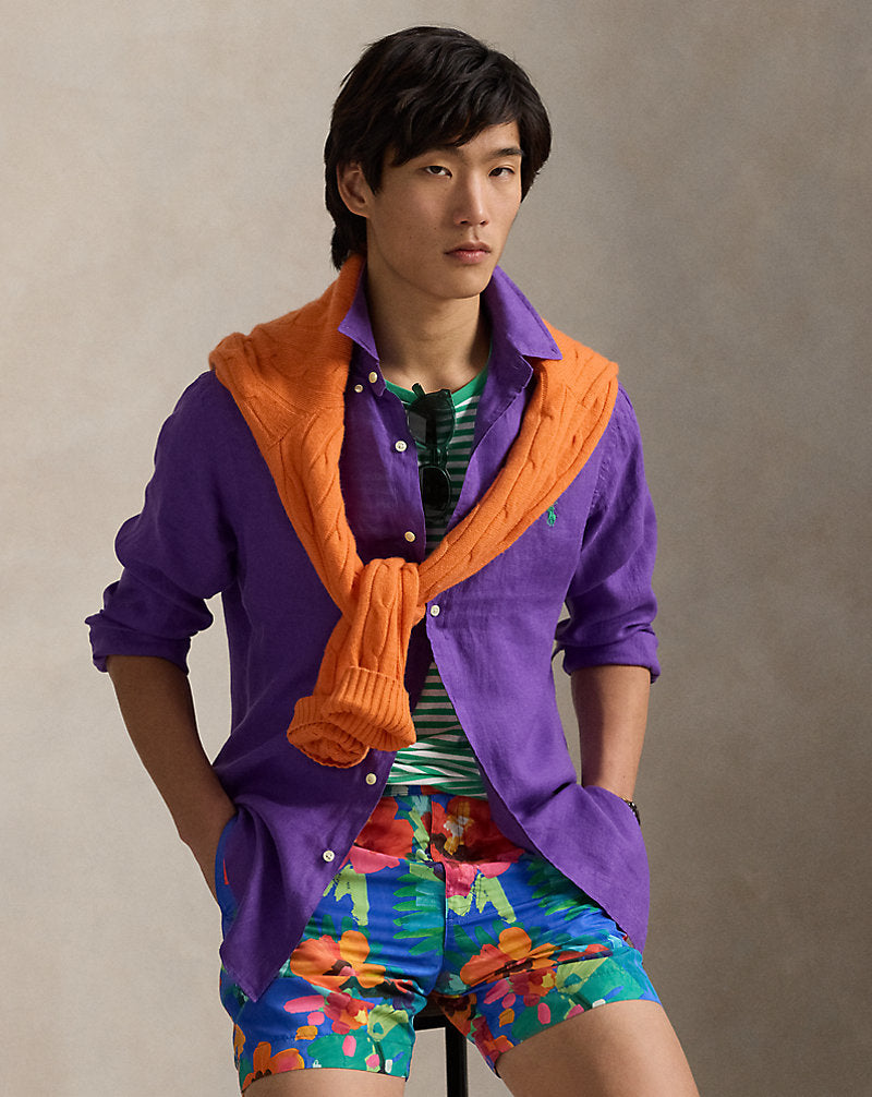 CAMISA CUSTOM FIT EN LINO LIGERO LINO DEEP PURPLE