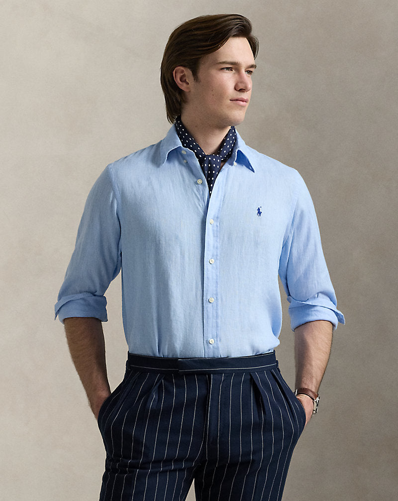 CAMISA CUSTOM FIT DE LINO OFFICE BLUE