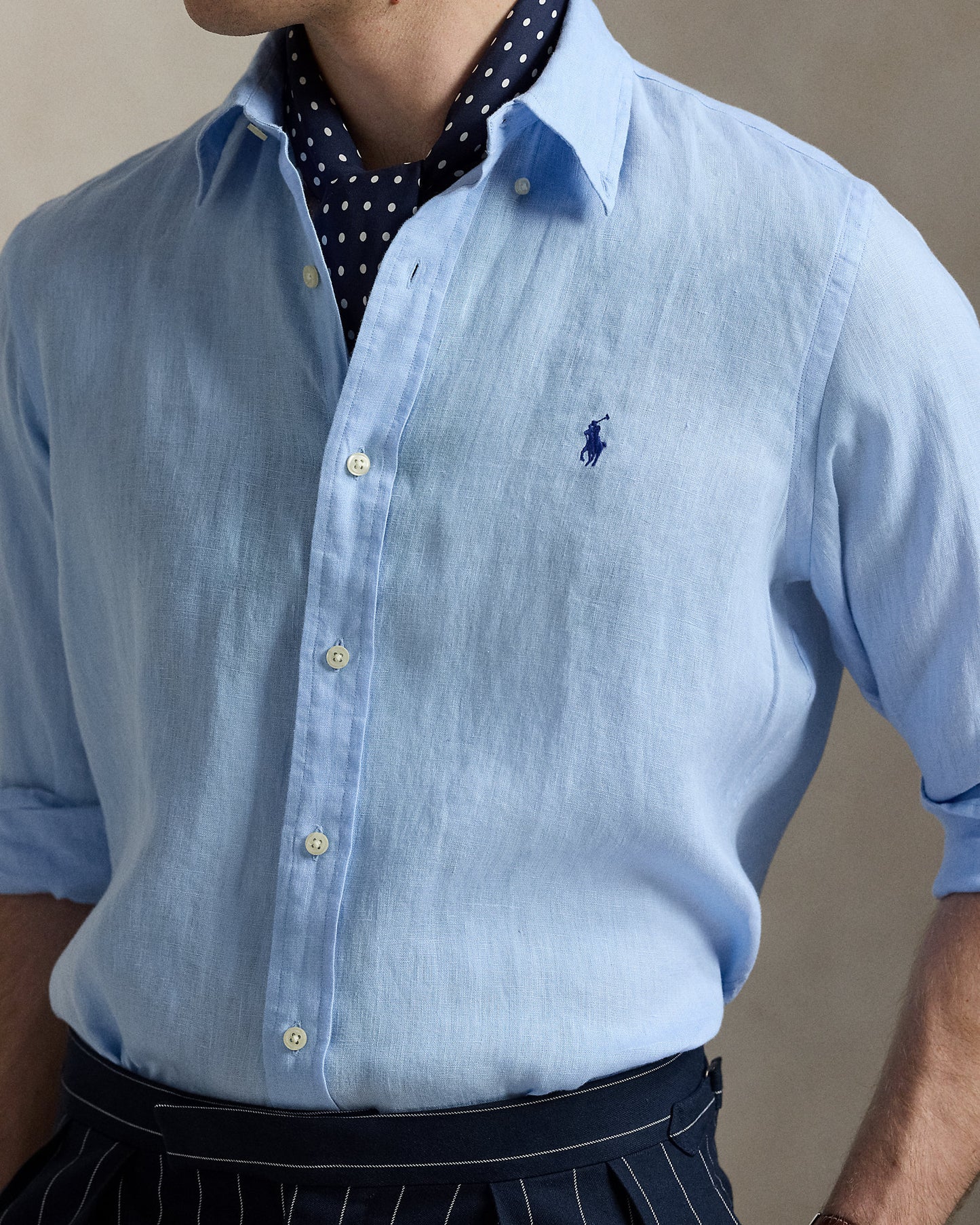 CAMISA CUSTOM FIT DE LINO OFFICE BLUE
