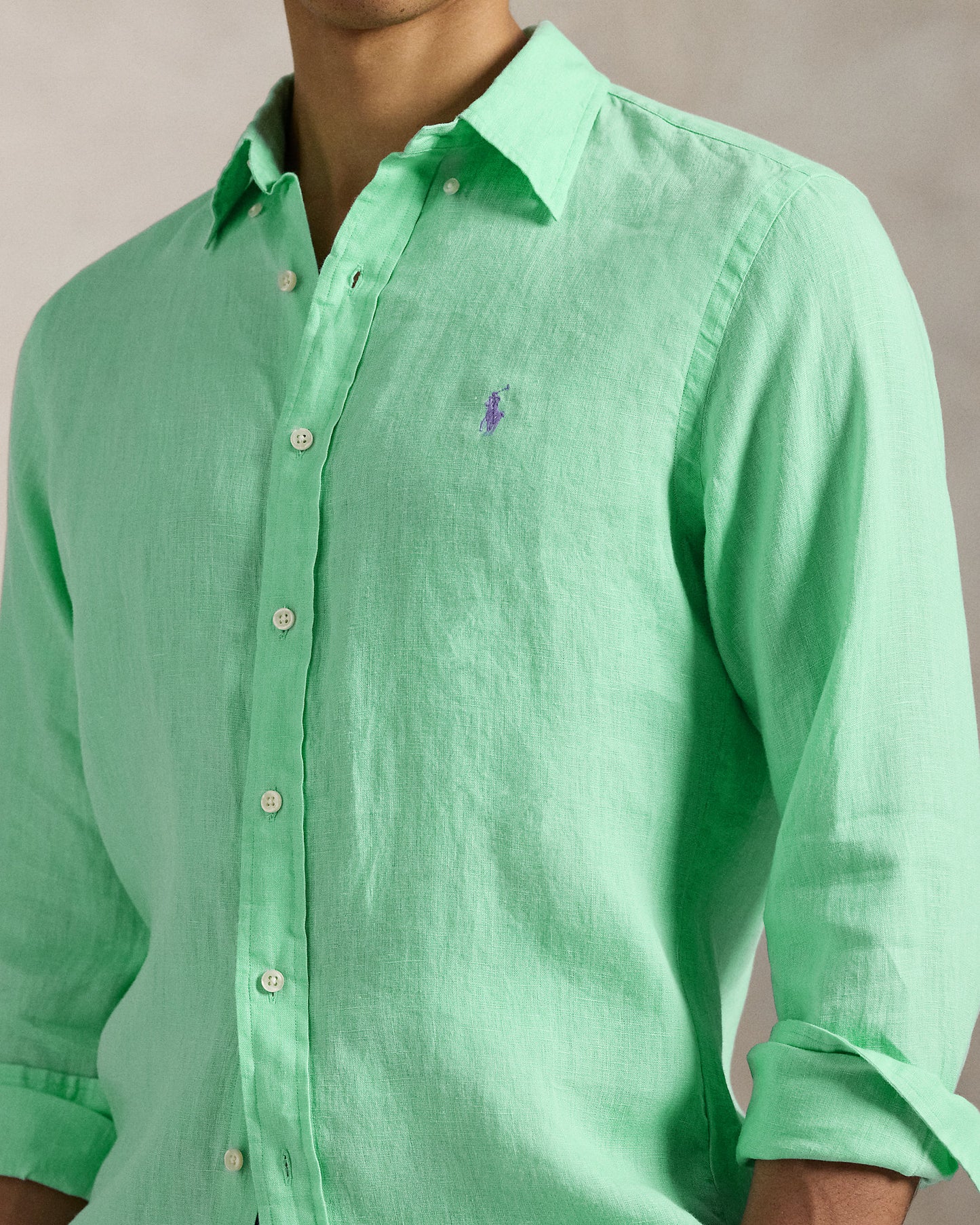 CAMISA CUSTOM FIT DE LINO AQUA VERDE