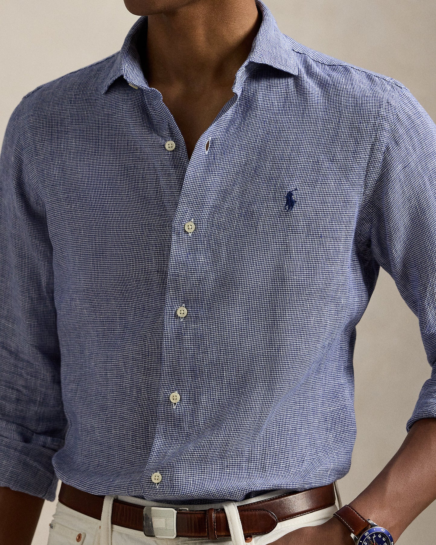 CAMISA CUSTOM FIT DE LINO ROYAL WHITE